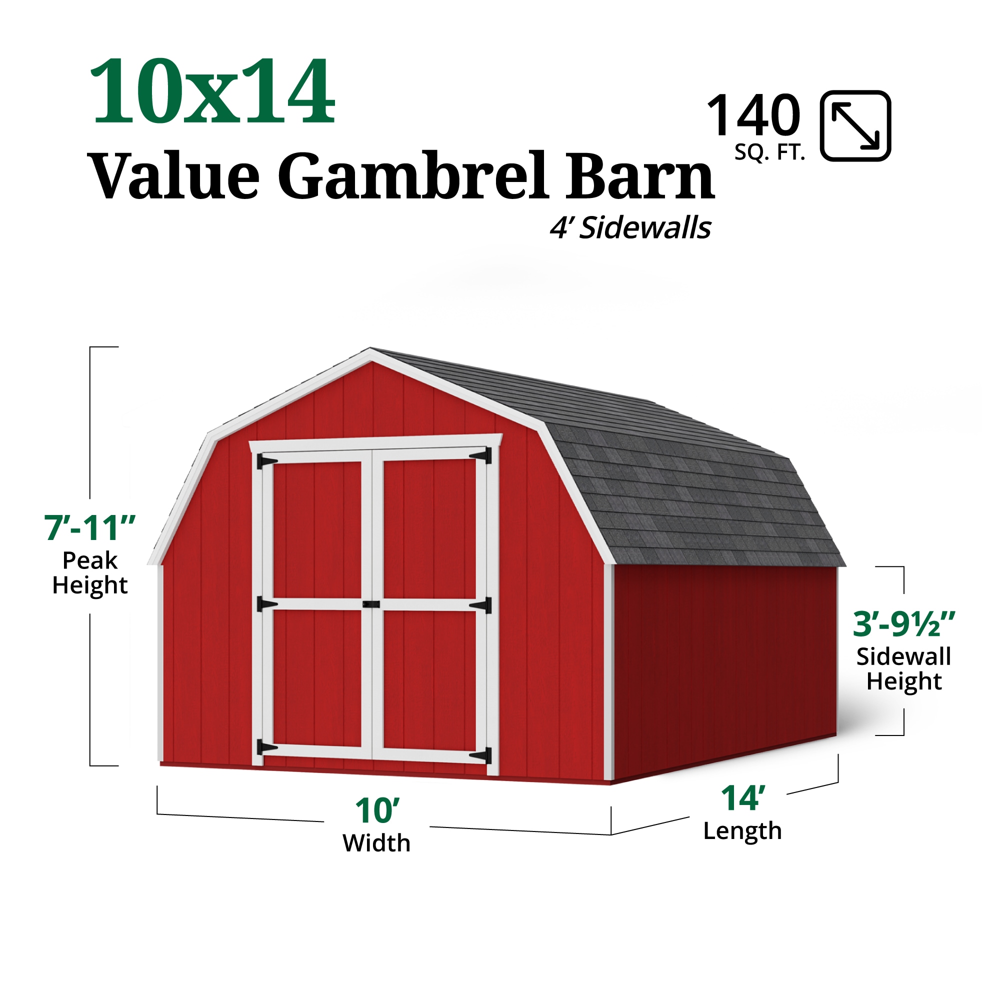 Little Cottage Co 10X14 VGB-4-PC Wood-Storage-Buildings - View #3