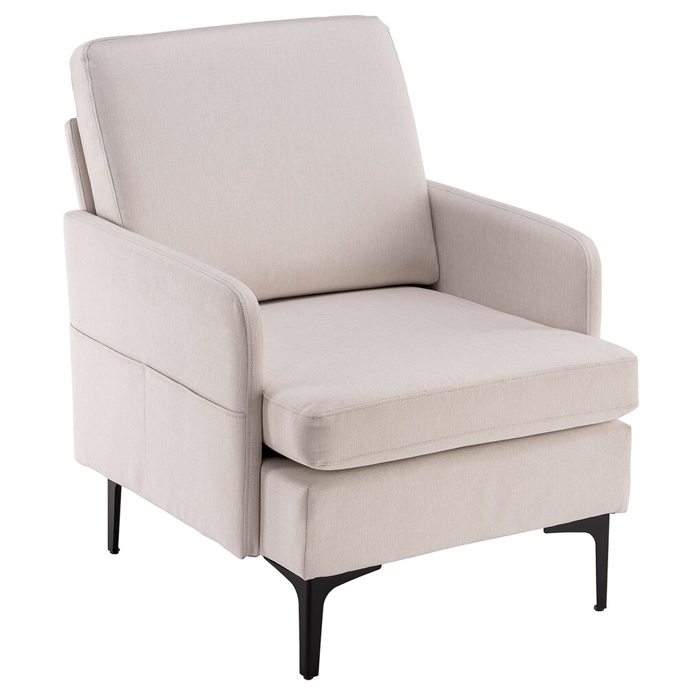 Winado Contemporary Off White Accent Chair With Pine Wood Frame And   64207825 