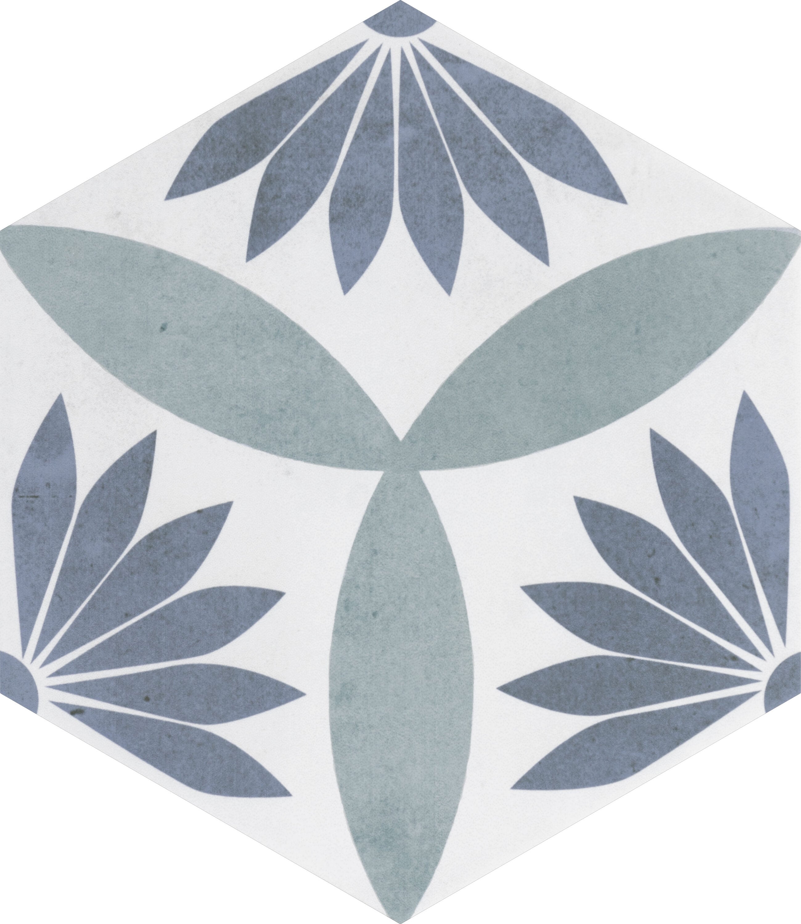 Affinity Tile S1FEQ8CXCMBL Sample- Coco Camellia Blue 6-in x 8-in Matte Porcelain Patterned Hexagon Floor and Wall Tile