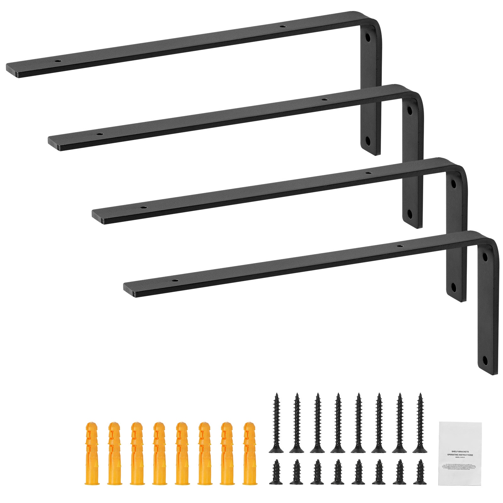 VEVOR SCSJZJGBZJYG04314V0 Shelf Bracket  Heavy Duty Floating Shelf Brackets 10 x 6 in  4 Pcs Brackets for Shelves  5mm Thick Matte Black L Shelf Bracket Steel Shelving Brackets with 160 lbs Load Capacity