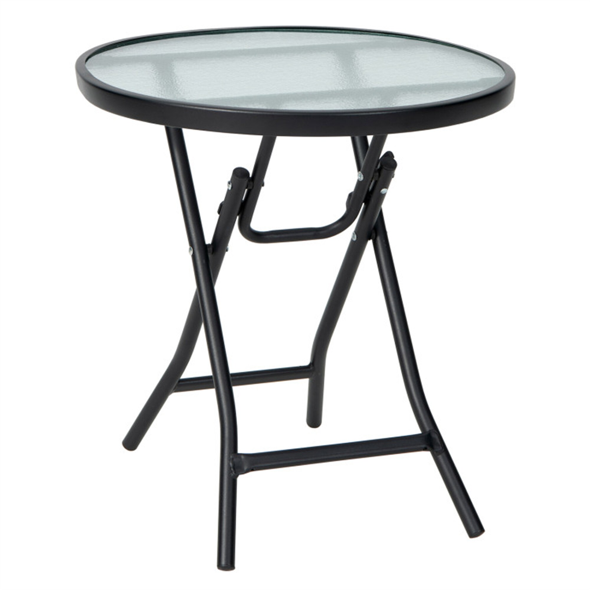 BABOOM BOM-0124971-OR Foldable Outdoor Side Table Round Outdoor End Table 18-in W x 18-in L