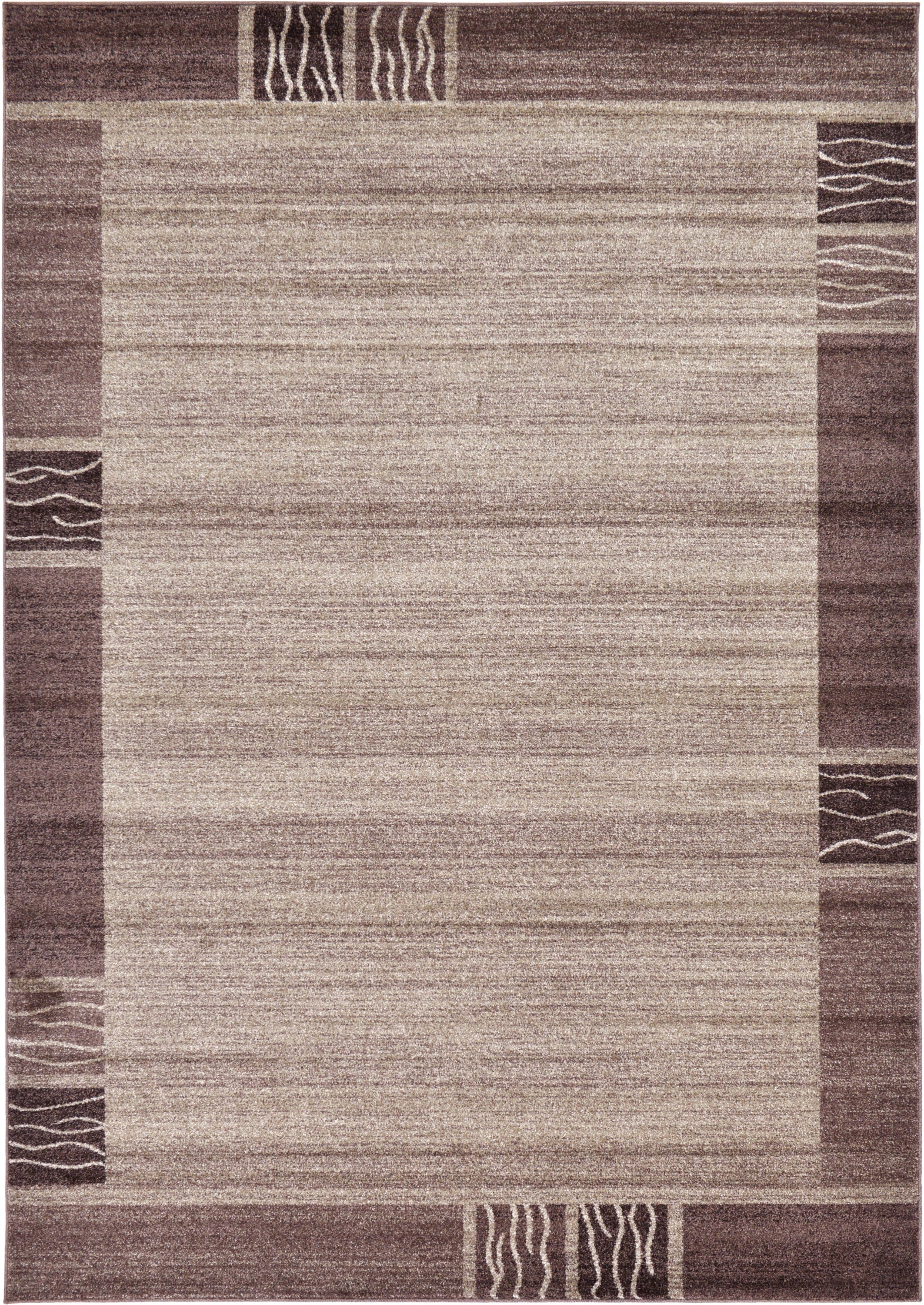 Unique Loom 3120476 Sarah Del Mar 7 x 10 (ft) Loomed Polypropylene Light Brown/Beige Rectangular Indoor Geometric Industrial Area rug
