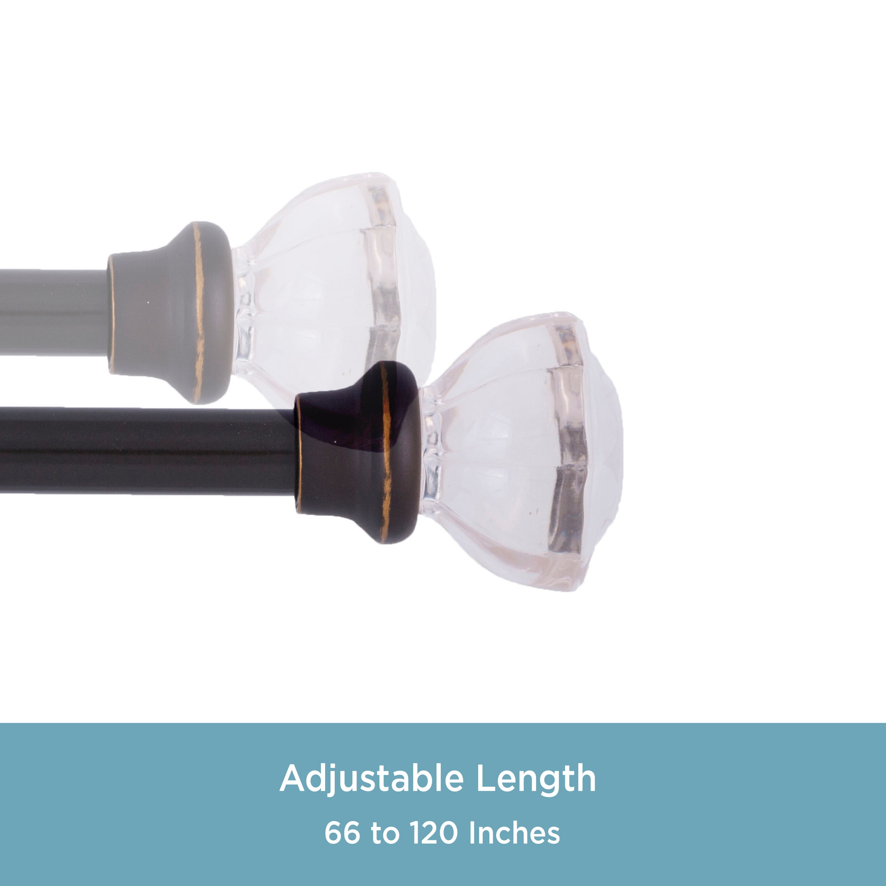 Bronze Adjustable Curtain Rod with Acrylic Finials