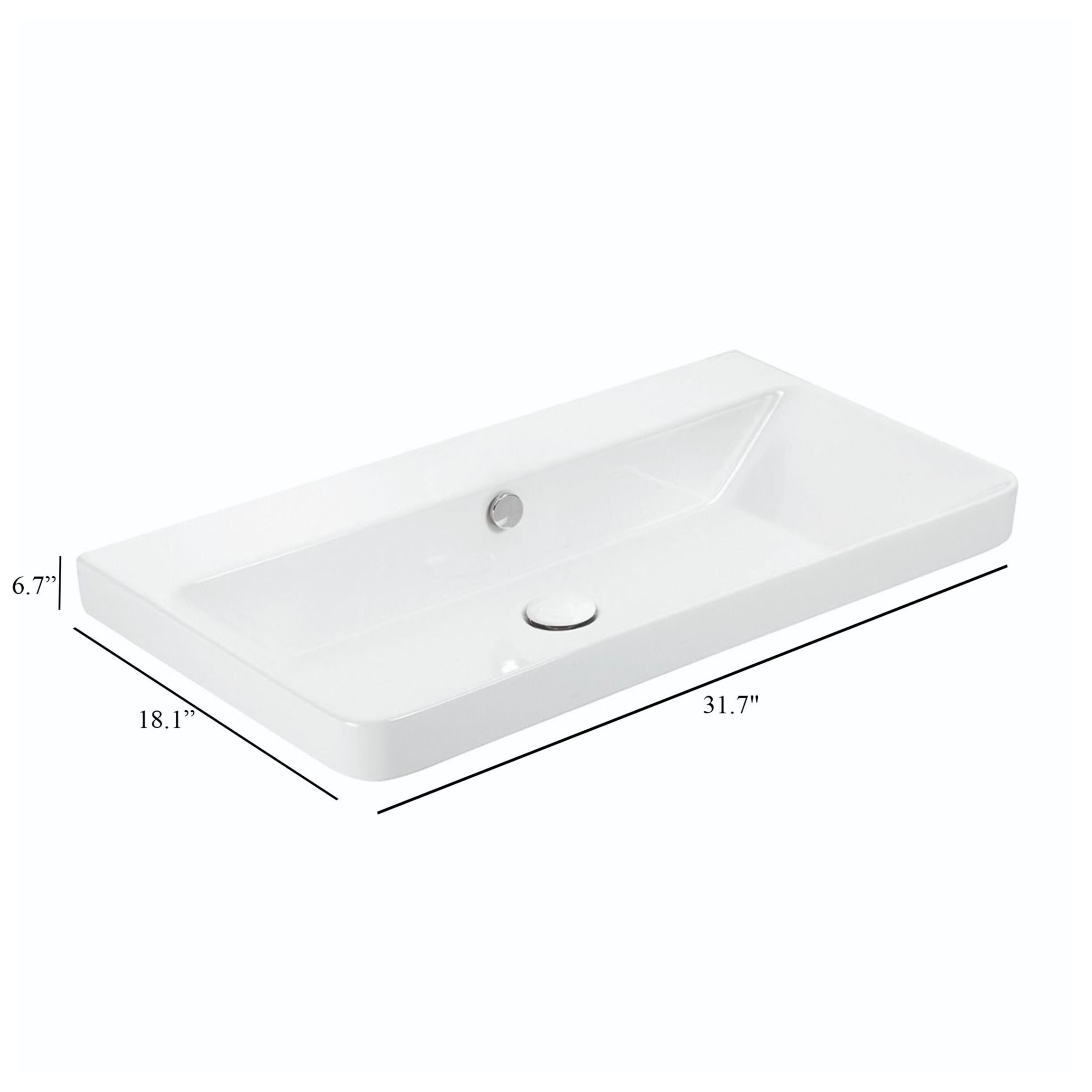WS Bath Collections Luxury 80.00 Bathroom Sink in Glossy White without ...