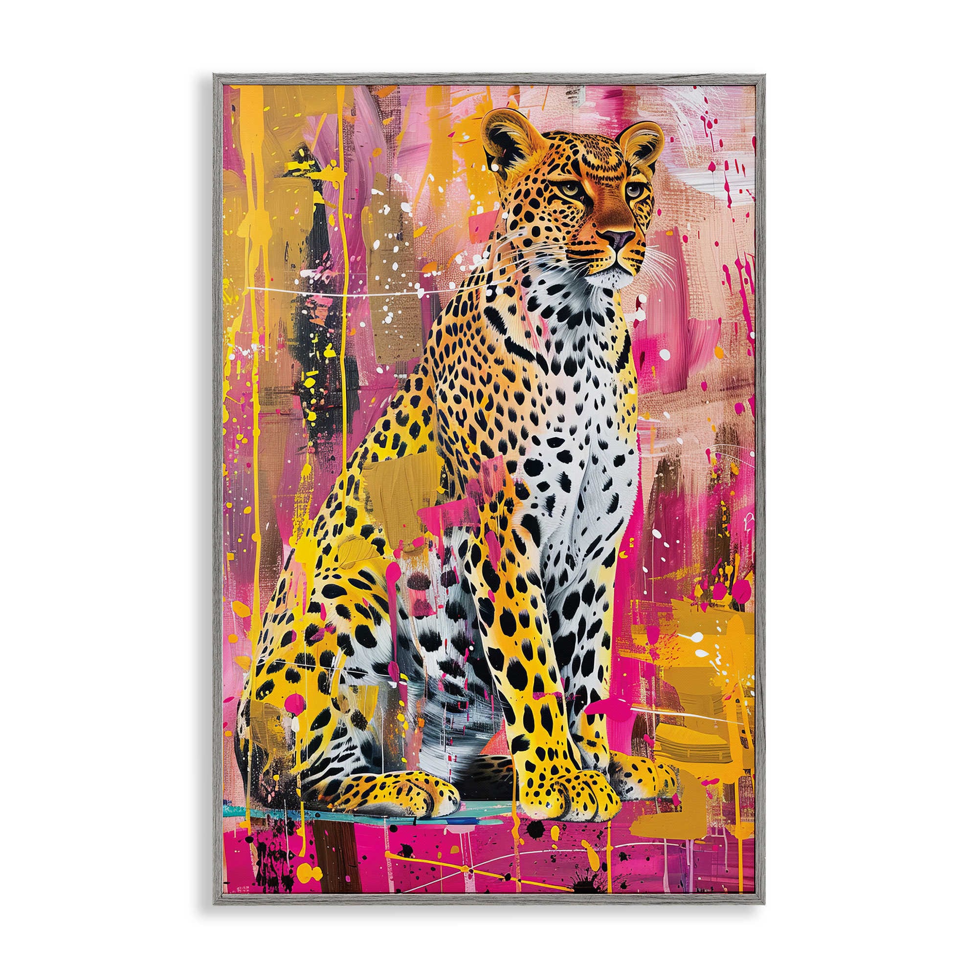 Stupell Industries BT-678-GFF-20X30 Urban Abstraction Cheetah Gray Framed Giclee Art By LSR Design Studio 20 x 30