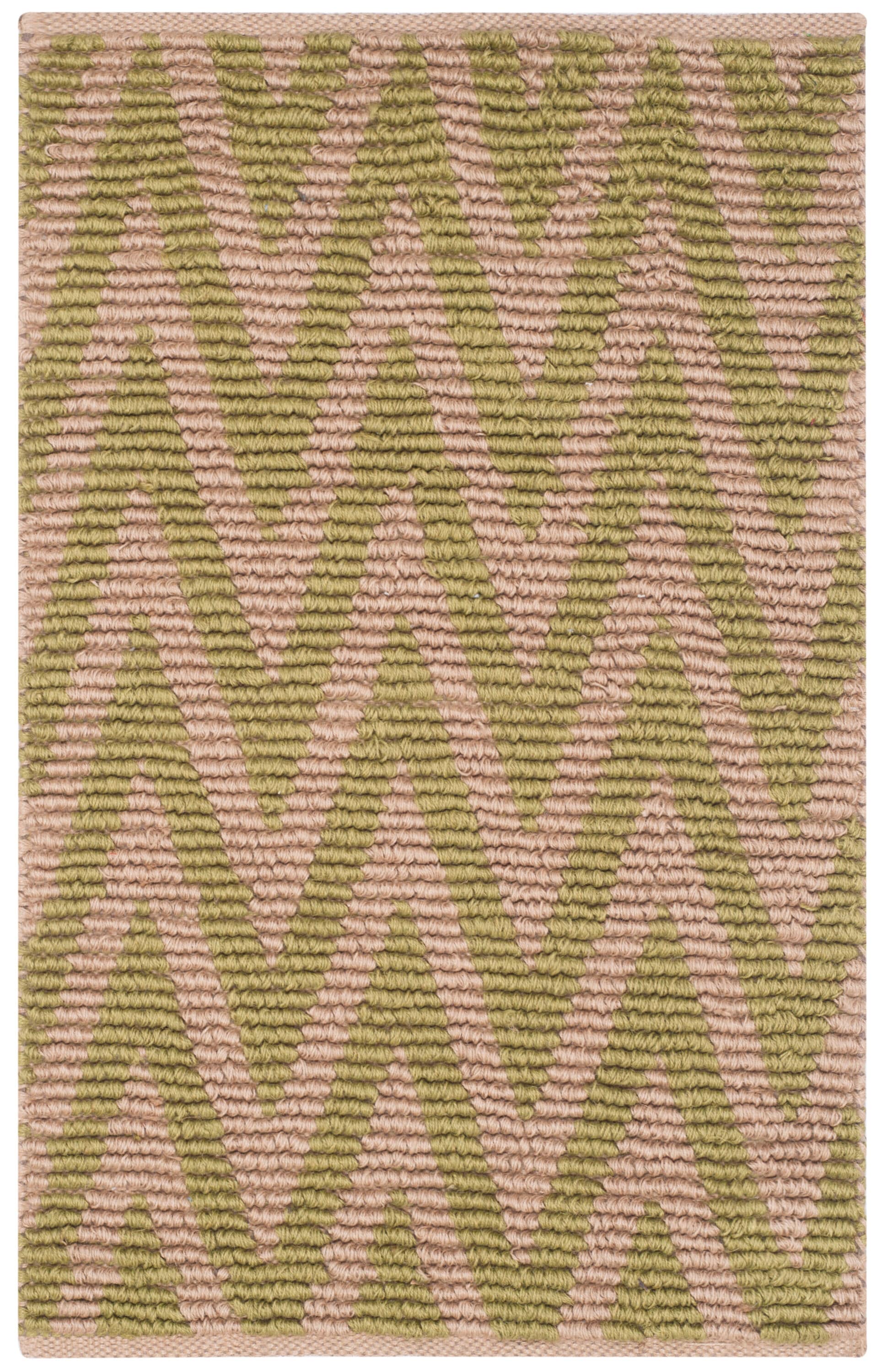 Natural Green Hand-Knotted Cotton Area Rug