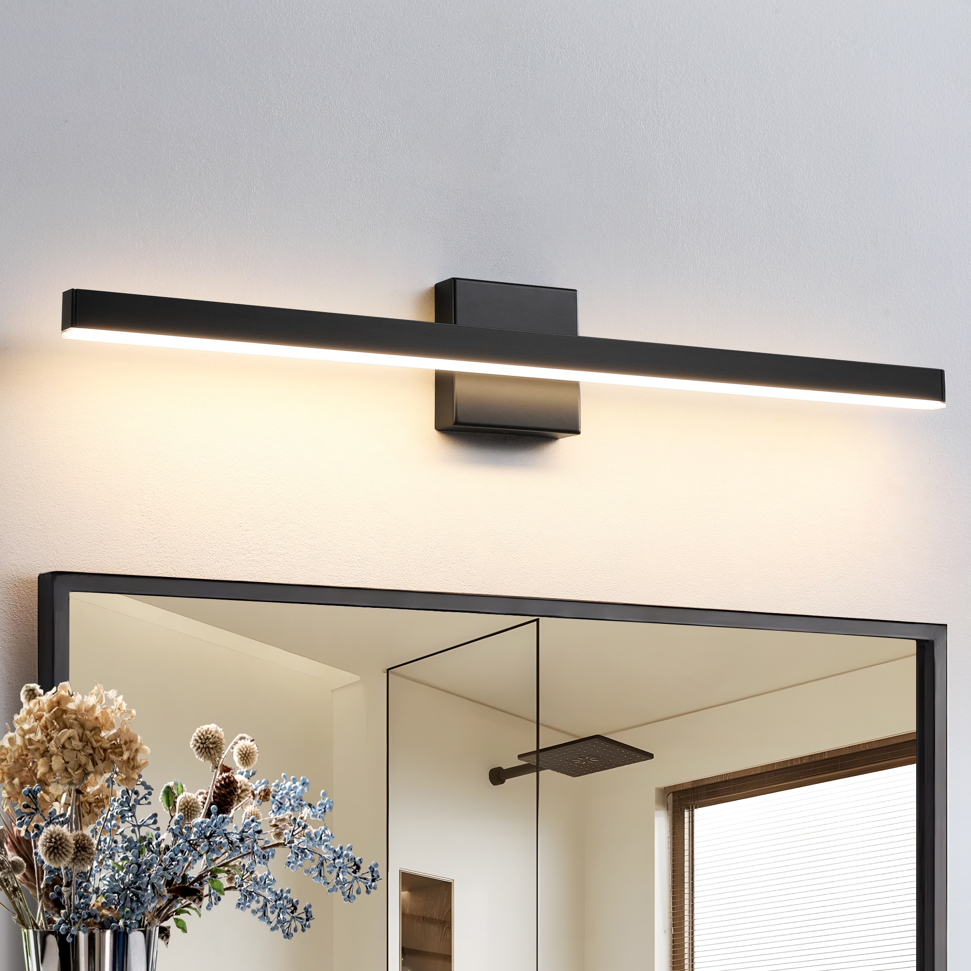 KAISITE 32-in 1-Light Modern Bathroom Light Fixture Over Mirror Black LED Vanity Light Bar With 24W Dimmable 5CCT Wall Sconce