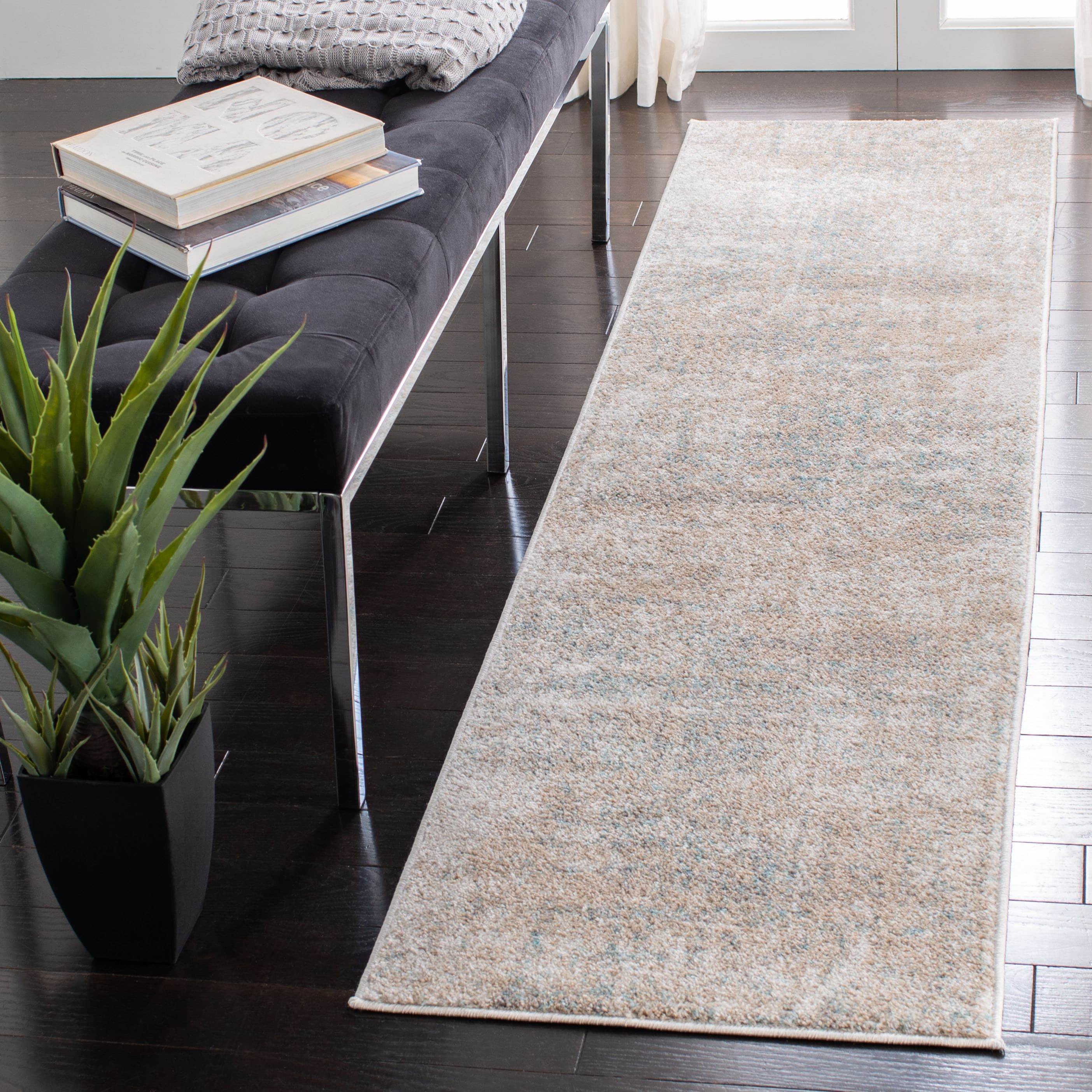 Safavieh ADR207B-212 Adirondack Sansa 2 x 12 (ft) Loomed Polypropylene Beige/Slate Rectangular Indoor Distressed/Overdyed Bohemian/Eclectic Runner rug