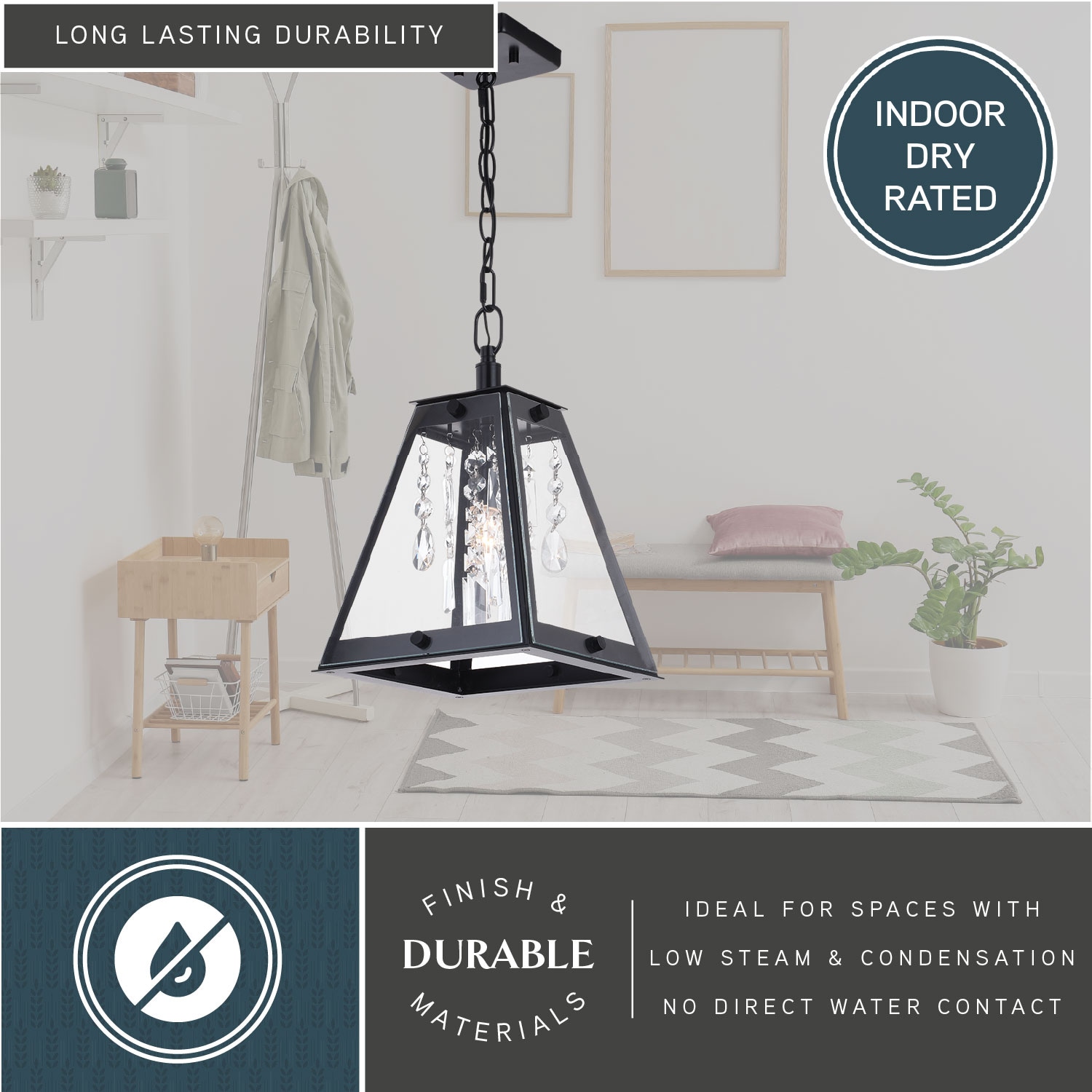 Tremont Matte Black and Bronze Glass Pendant Light