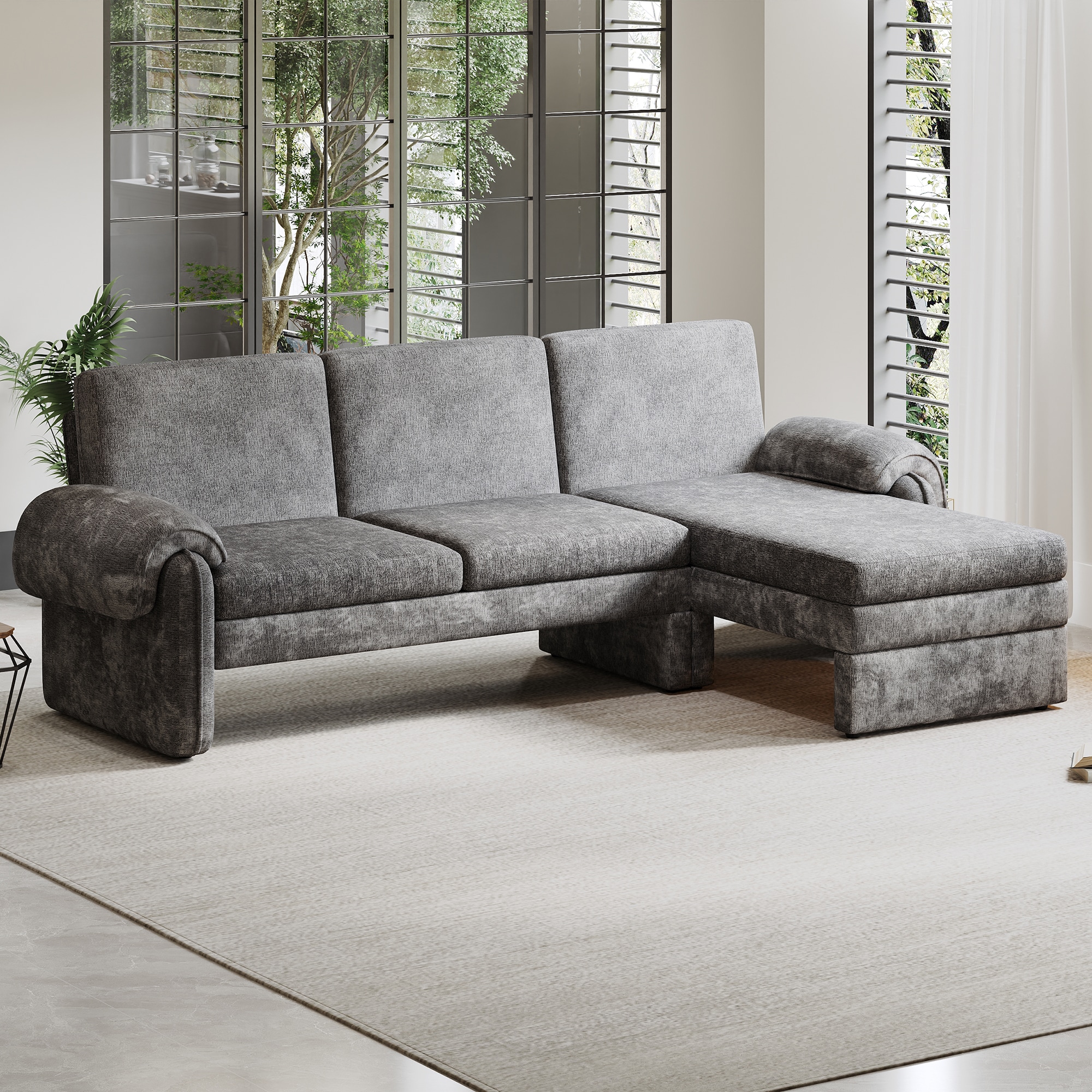 LOVMOR 94 inch Convertible Futon Sofa Bed Futon Sofa Couch with an Adjustable Backrest | SF-L-N719S001770E