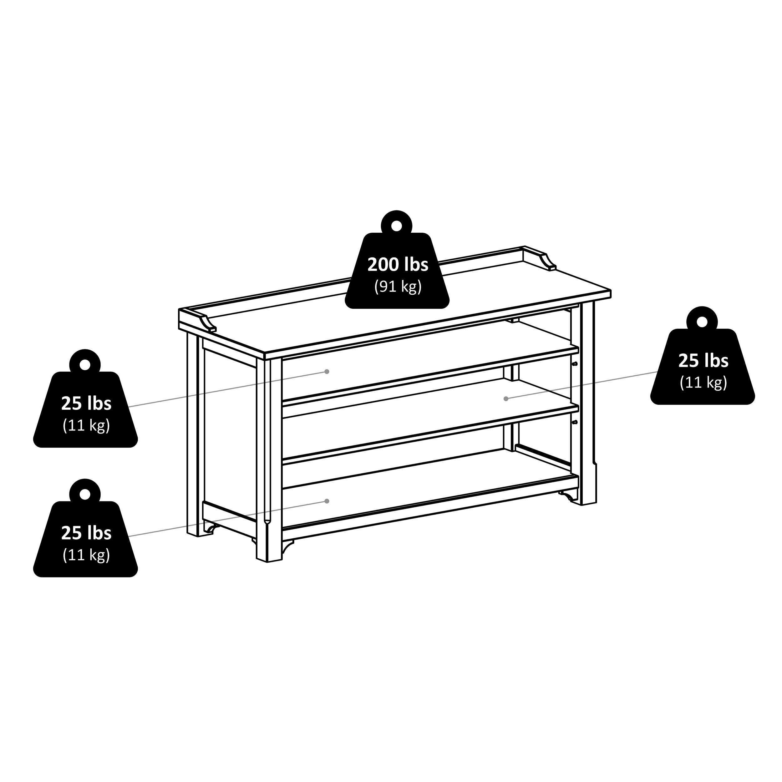 Walnut Brown 3-Shelf Storage Bench with Seating