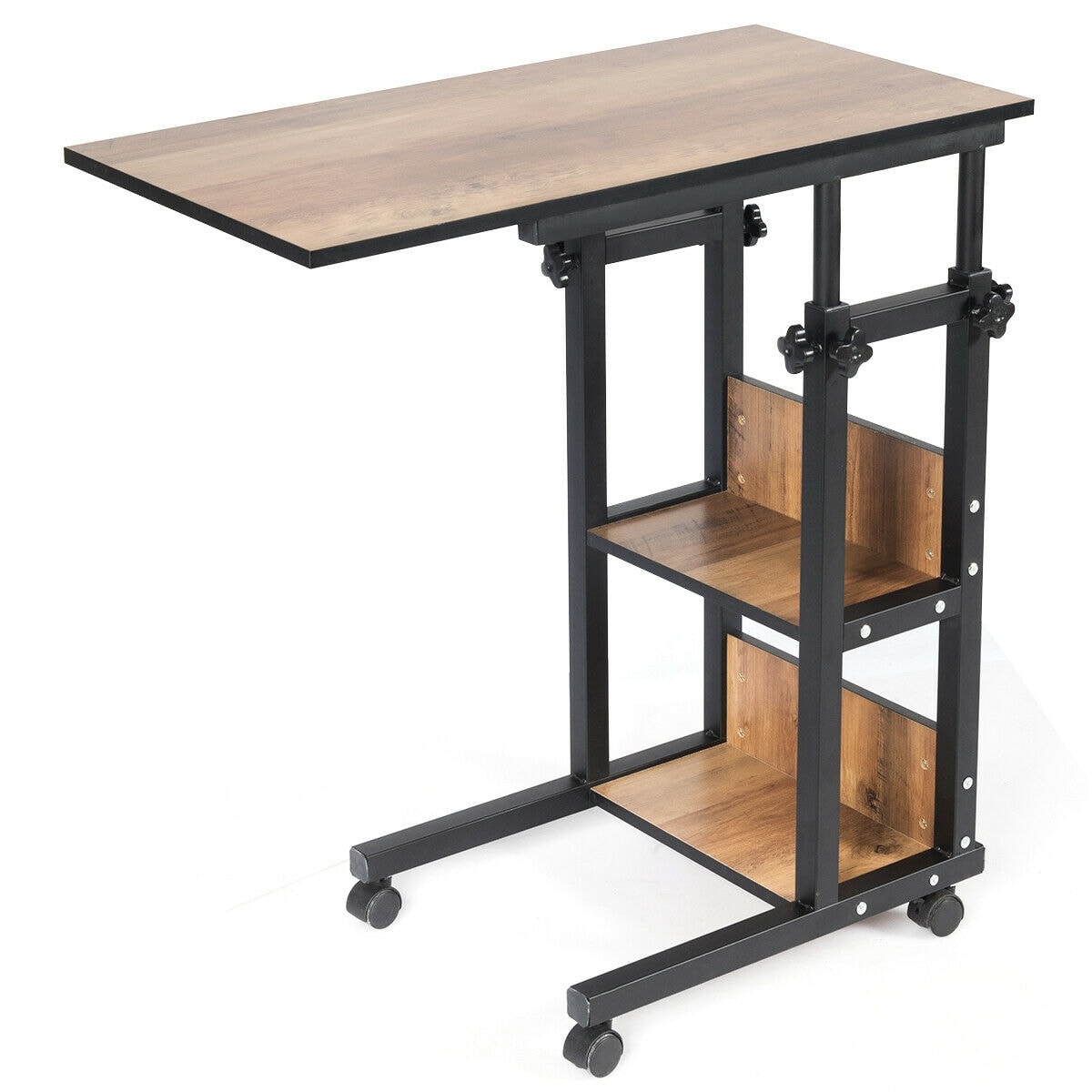 LIVIZA OUG64014 31.5-in W x 28.5-in H Brown and Black Wood Rectangular Casual End Table with Storage Assembly Required