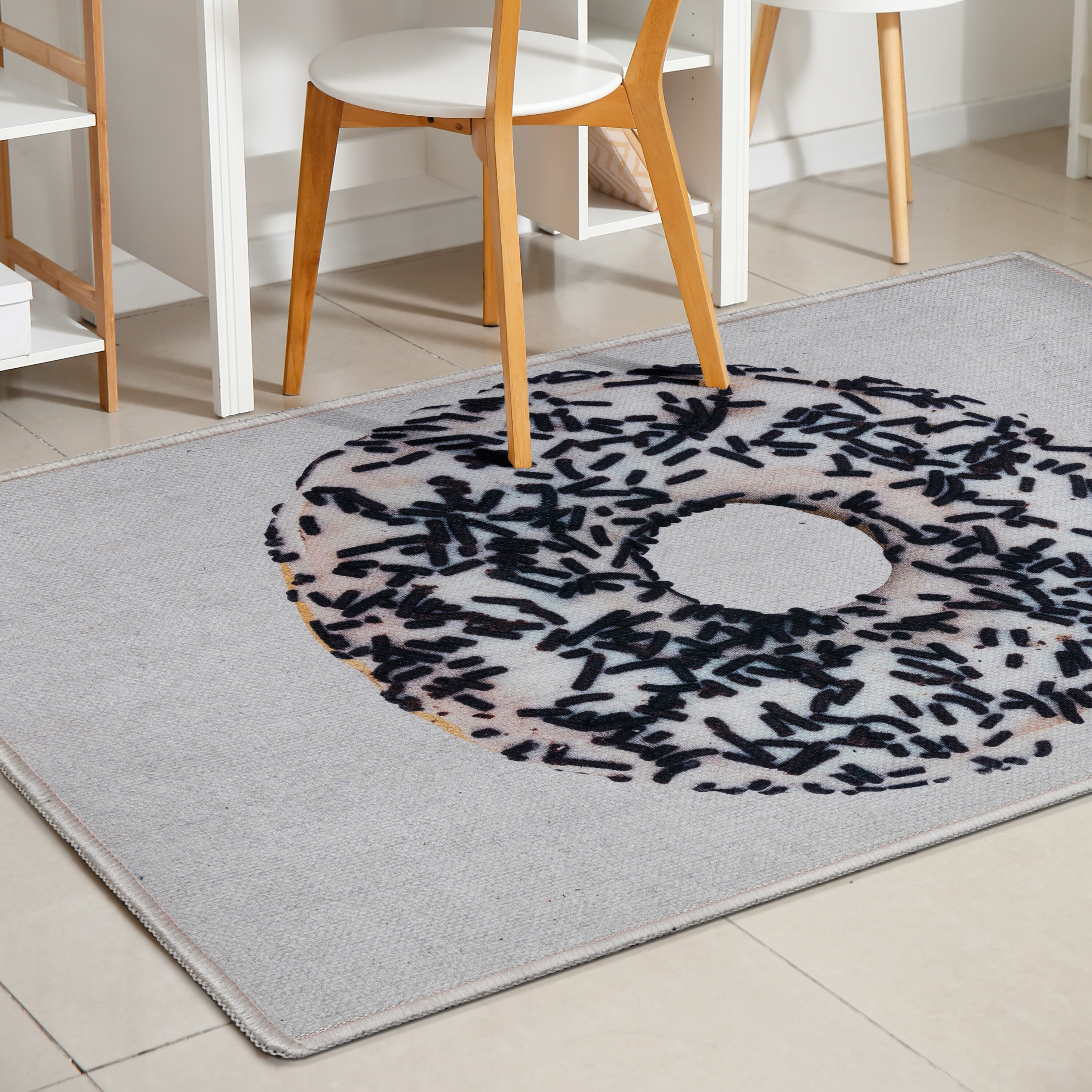 Well Woven W-AP-08B-4 3 x 5 (ft) Flatweave Polyester Ivory Black Rectangular Indoor Mid-Century Modern Area rug
