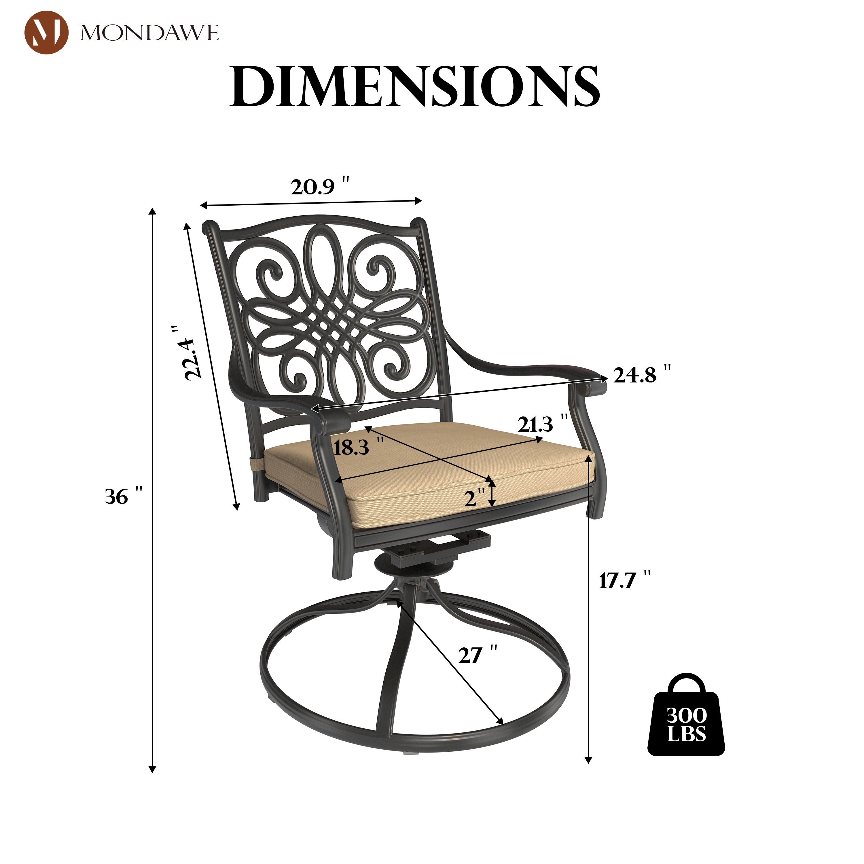 Mondawe 21OD011025BE Patio-Chairs - View #6