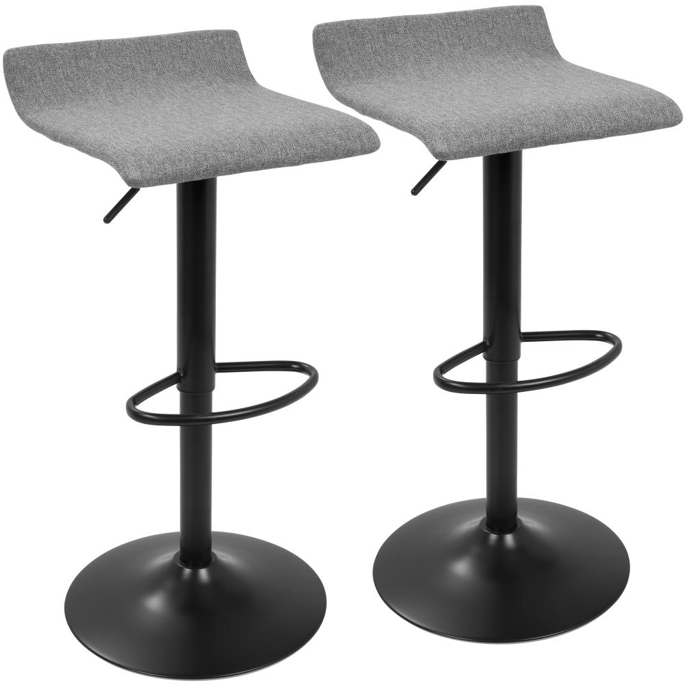 LumiSource BS-ALEXL BK+GY2 Ale Set of 2 Black, Grey 34.25-in H Bar height Upholstered Swivel Metal Bar Stool