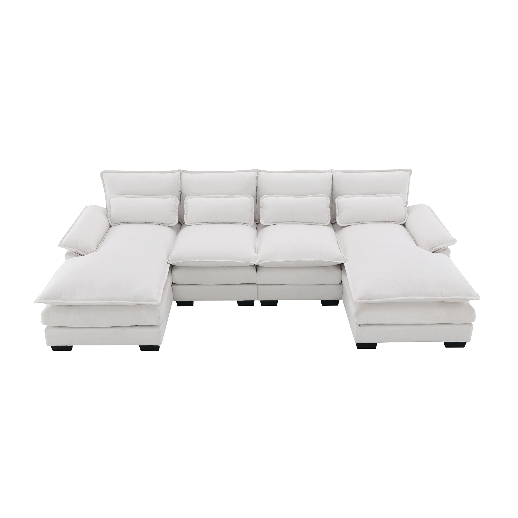 Bybafun YA3700224 110-in Farmhouse Beige Linen Reclining Loveseat