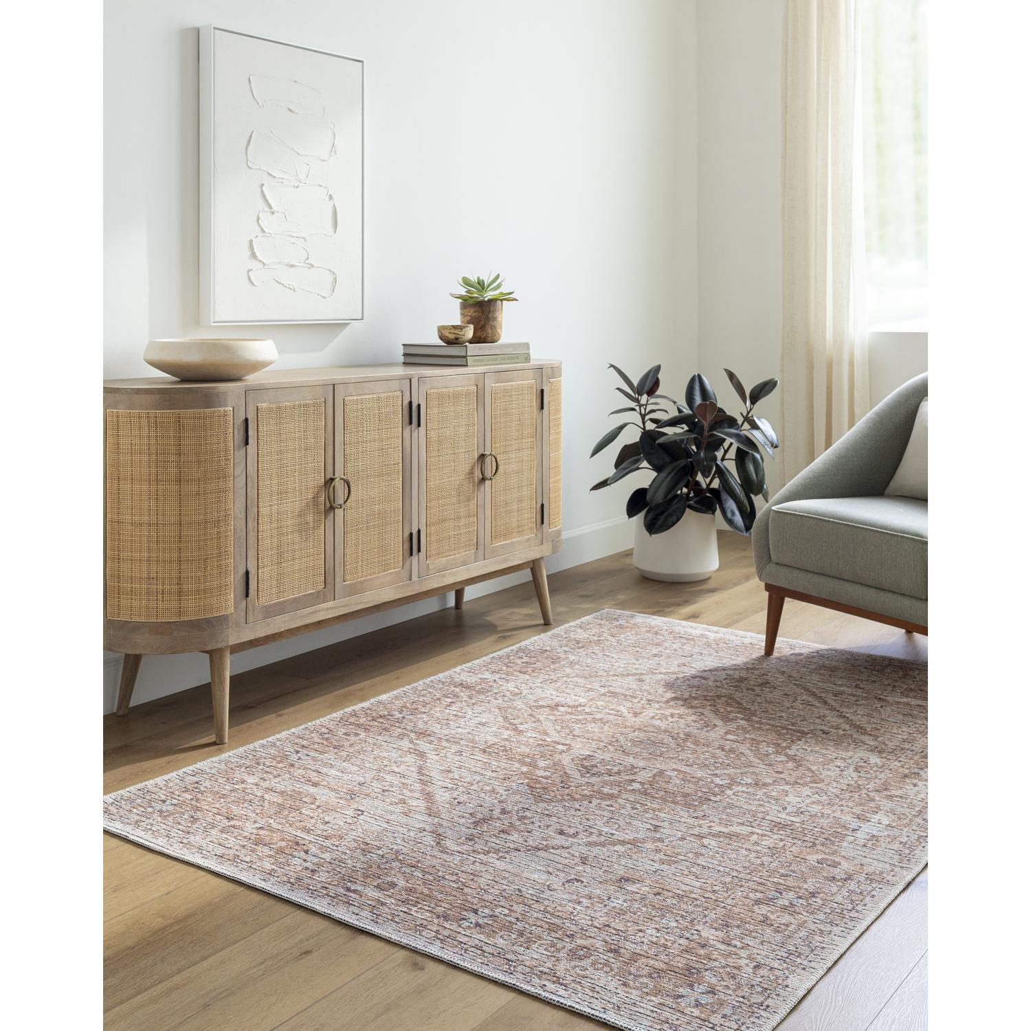 Livabliss NLT2301-2510 Nolita 3 x 10 (ft) Polyester Light Gray/Brown Rectangular Indoor Medallion Bohemian/Eclectic Machine washable Runner rug