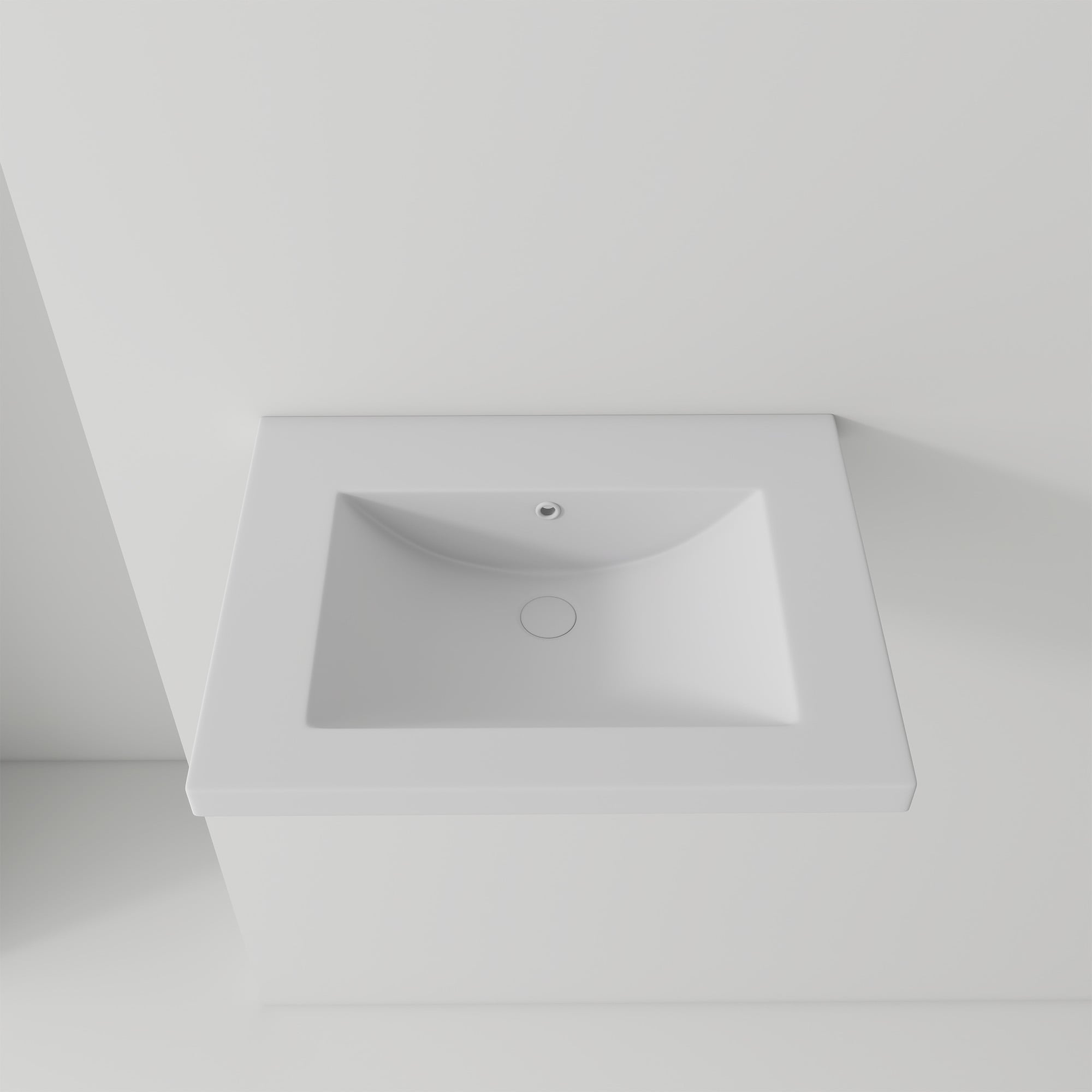 BEARSOLIM 24-in Ceramic Basin Sink 0.8-in Ultra-Thin Profile Single ...