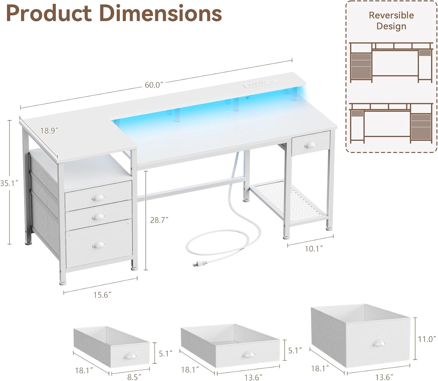 Furologee CD-033V1-CL-60-1-W desks - View #2