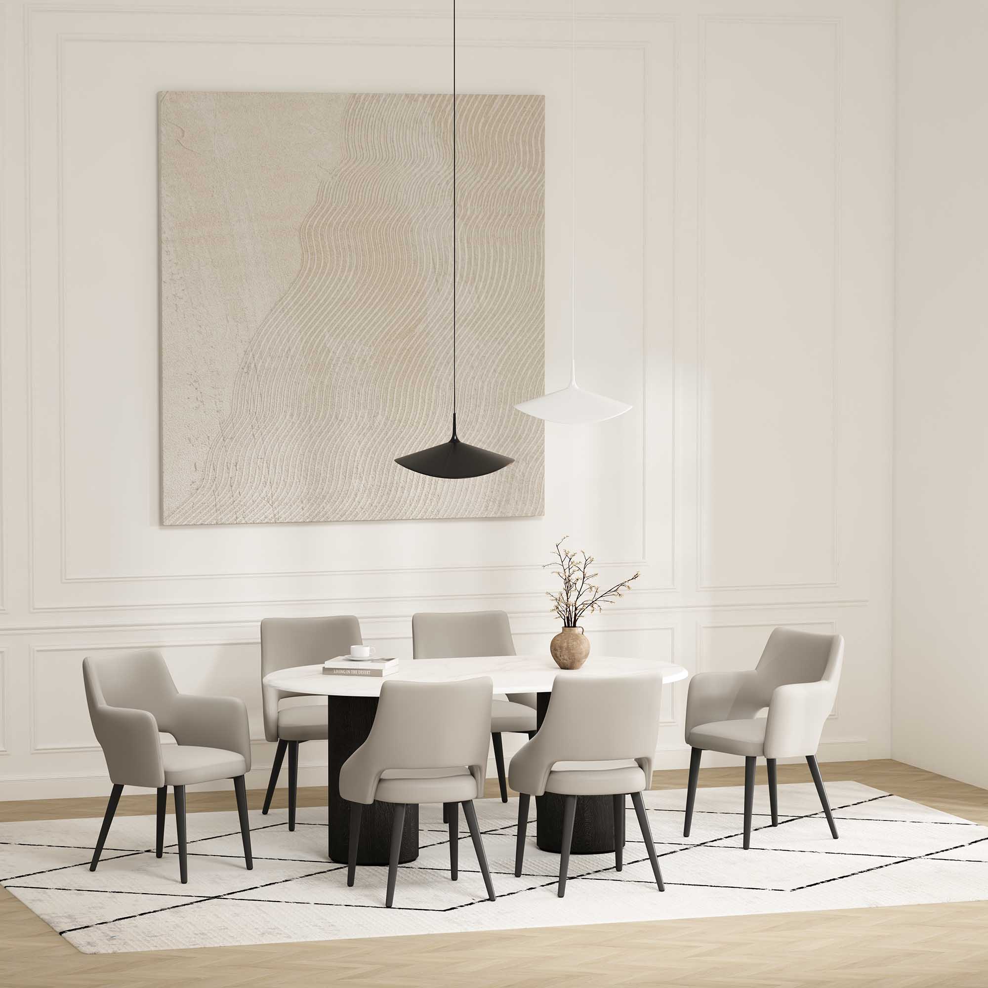 Manhattan Comfort 6-DC104-ST 6-Piece Tremont Modern Leatherette Dining Chair with Metal Legs in Stone