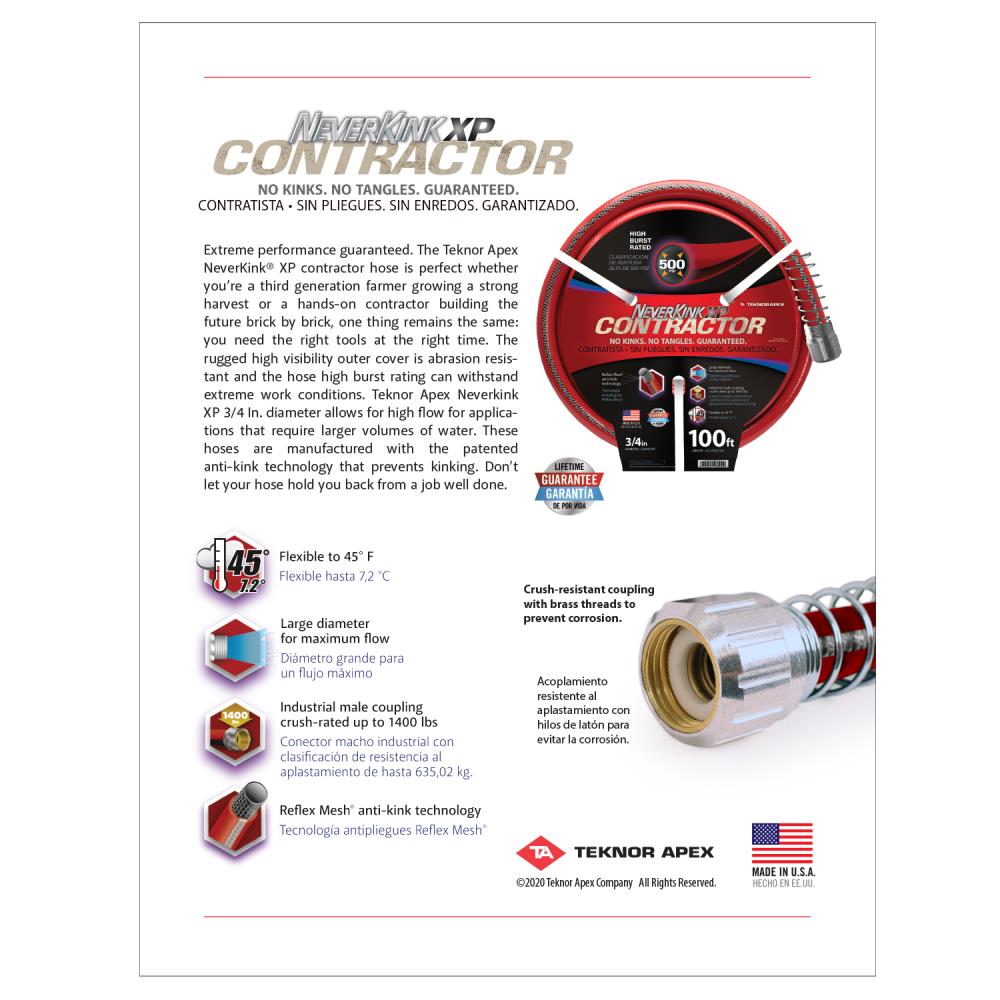 NeverKink Contractor 3/4in x 100ft ContractorDuty Kink Free Vinyl Red Coiled Hose in the
