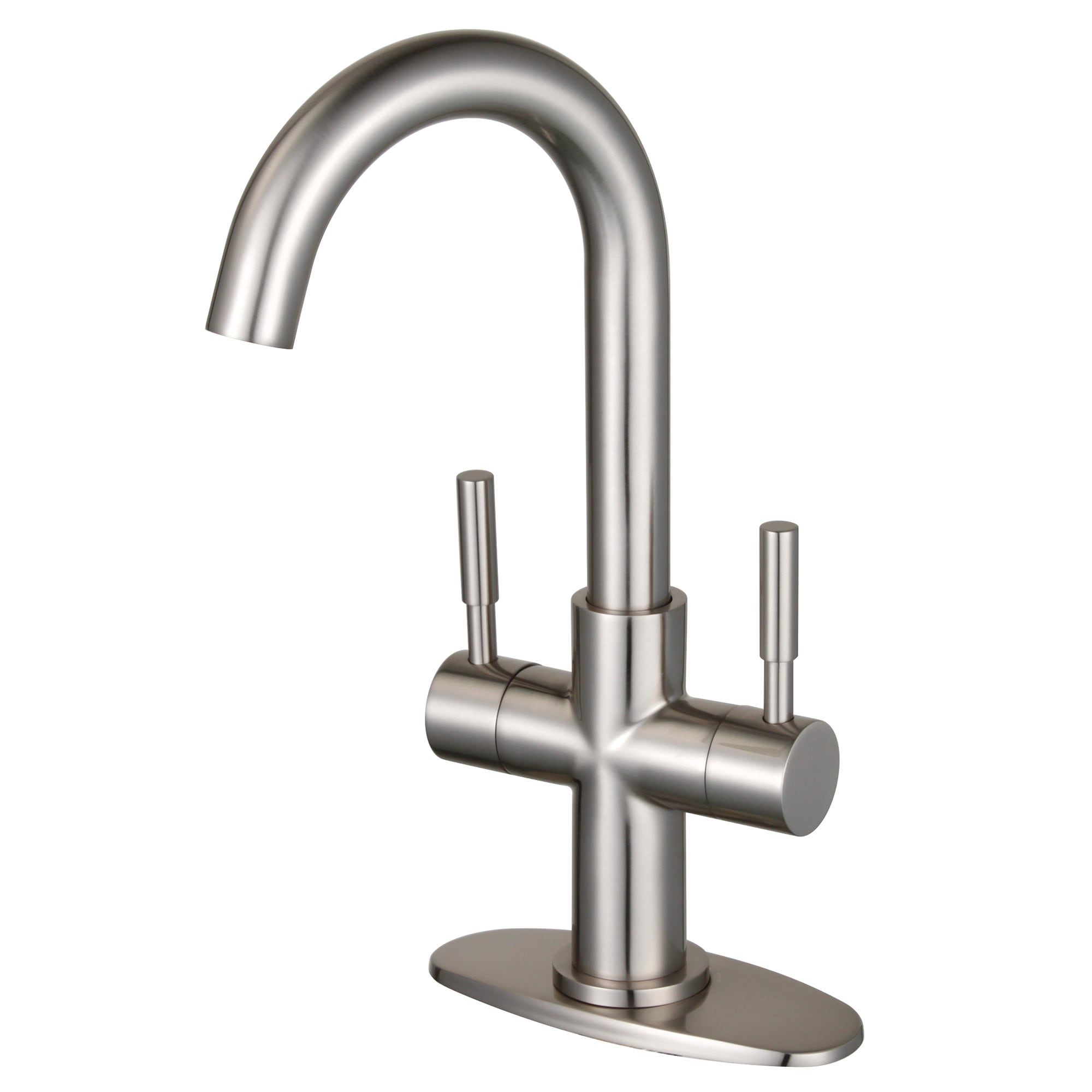 Kingston Brass WLLS8558DL Concord Brushed nickel Double Handle Deck-mount Bar and Prep Kitchen Faucet ( Deck Plate Included )