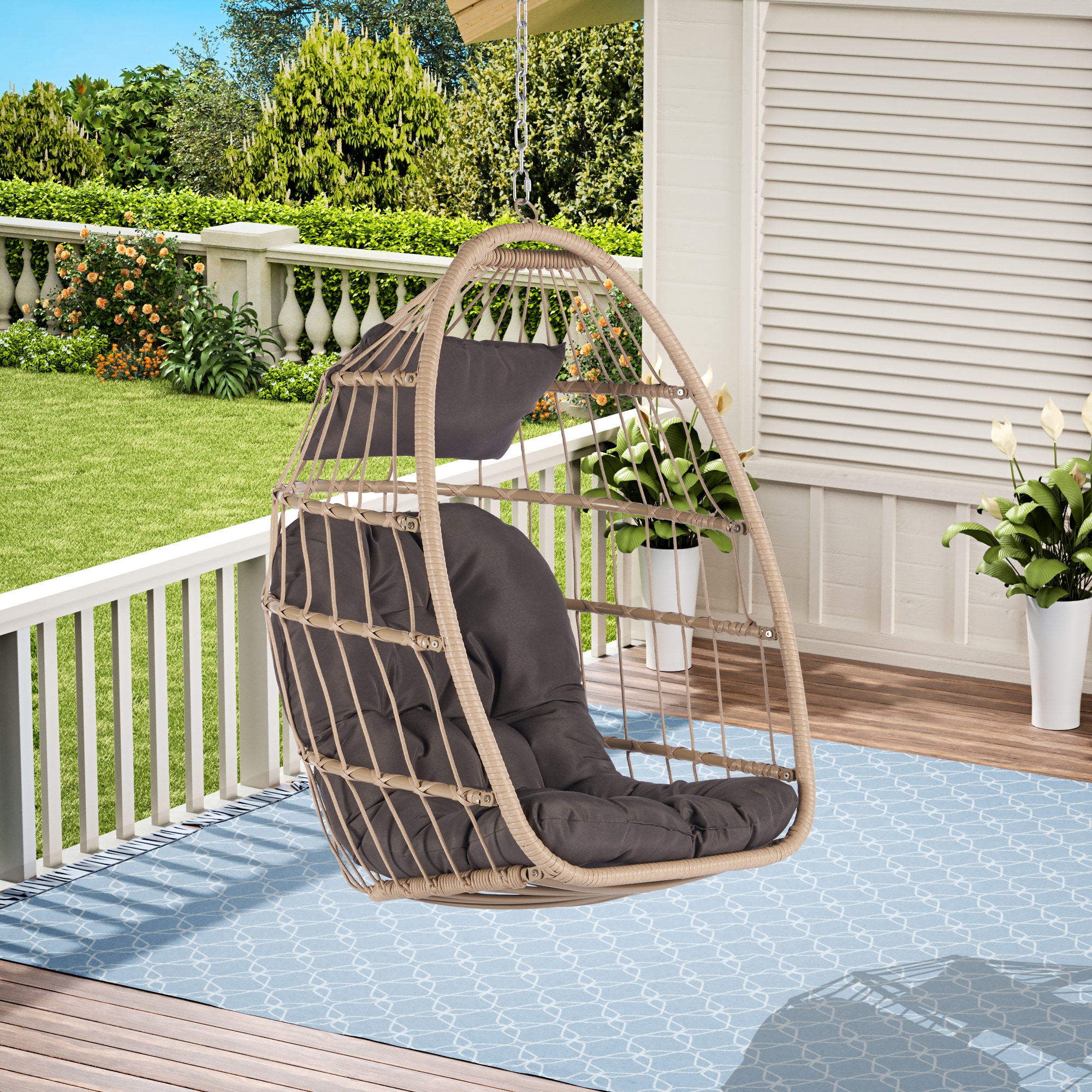 Gaierptone CRXRTFJNC5O Egg Hammock Chair Dark Grey Quilted Hammock chair