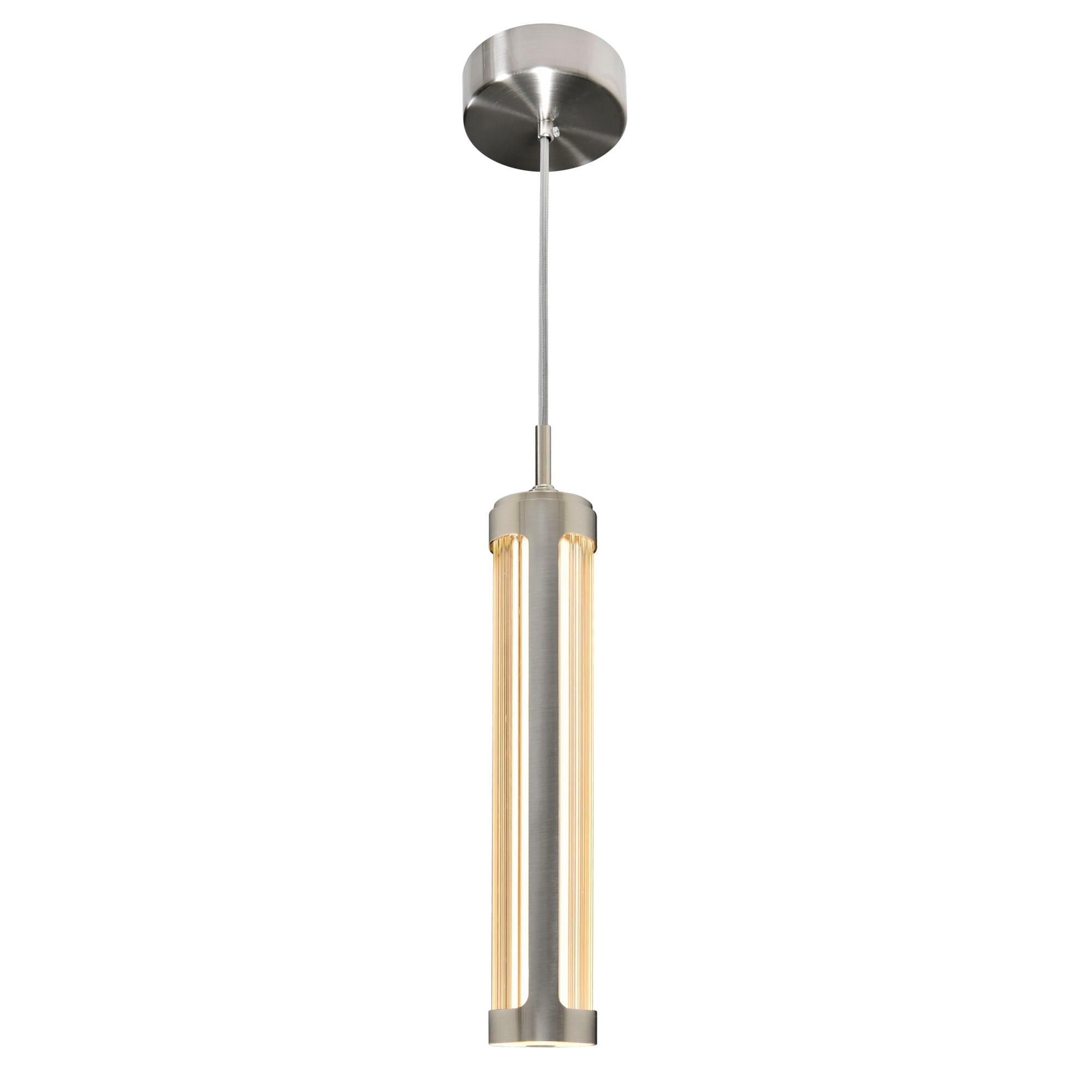 CWI Lighting 1343P3-606-C Neva Nickel Modern/contemporary Clear glass Cylinder Integrated LED Mini Hanging Pendant light