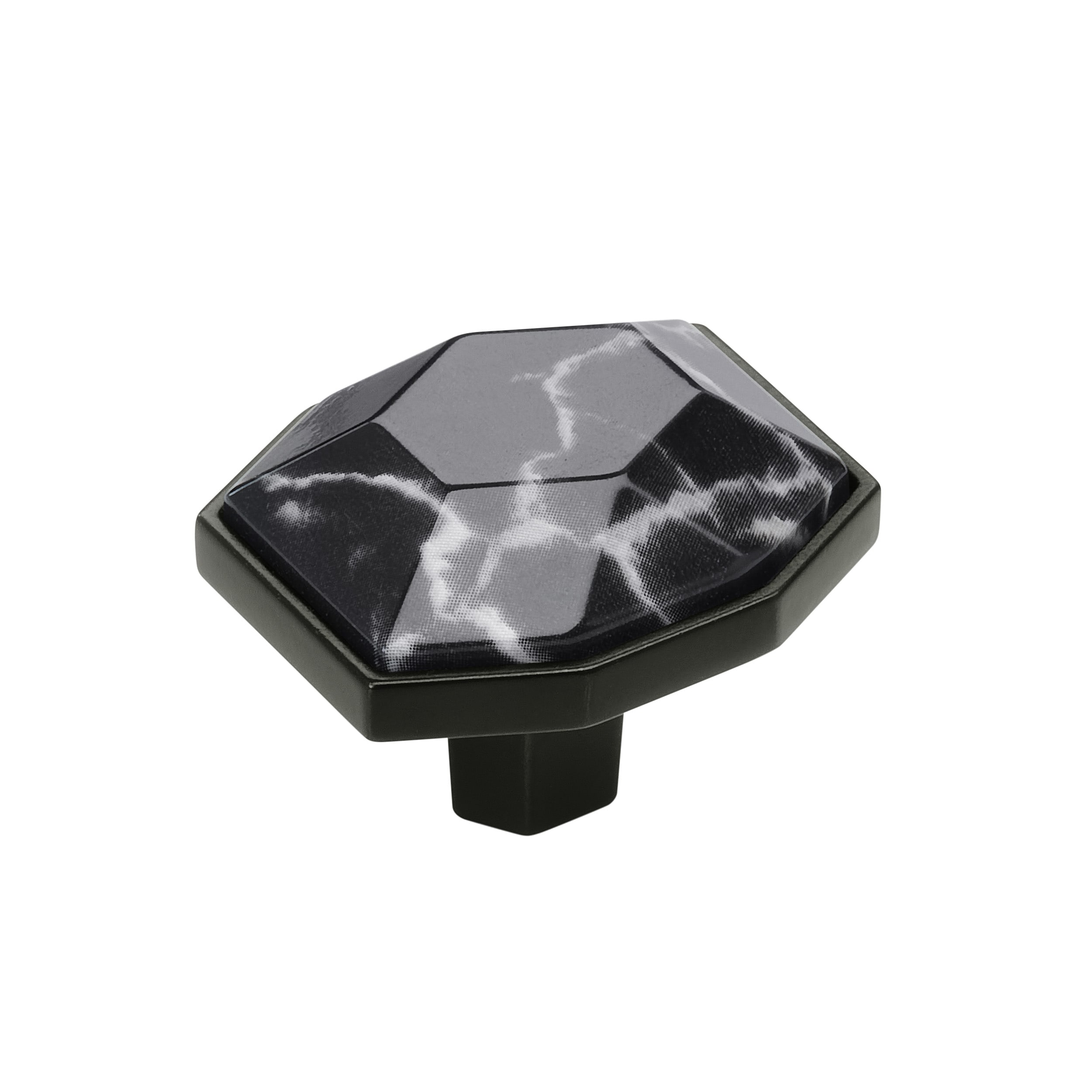 Amerock BP36638MBKBBR Carrione 1-5/8-in Marble Black/Black Bronze Geometric Contemporary Cabinet Knob