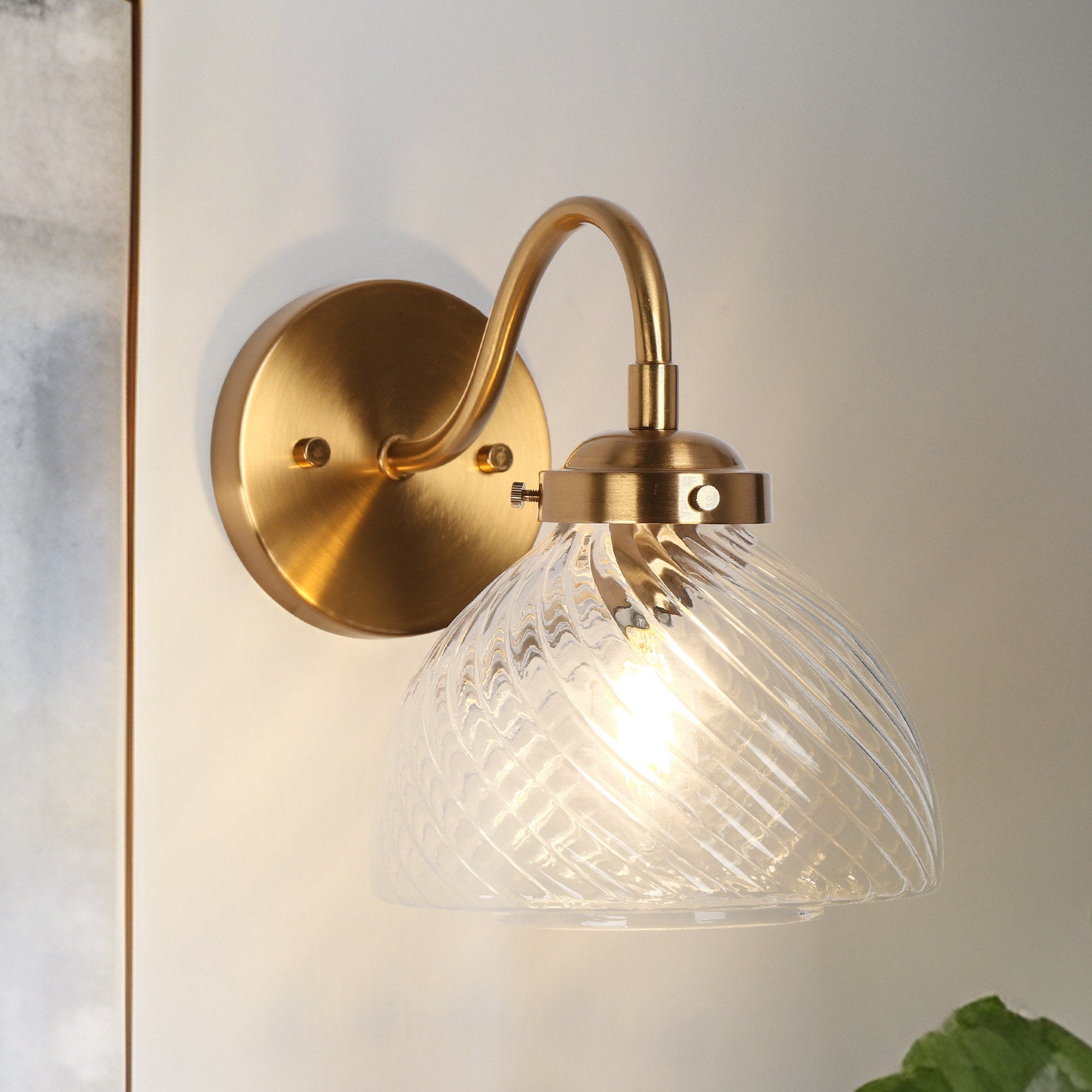 Uolfin NIERAY-LWS25207-69 6.7-in W 1 -Light Gloss Gold Wall Sconce