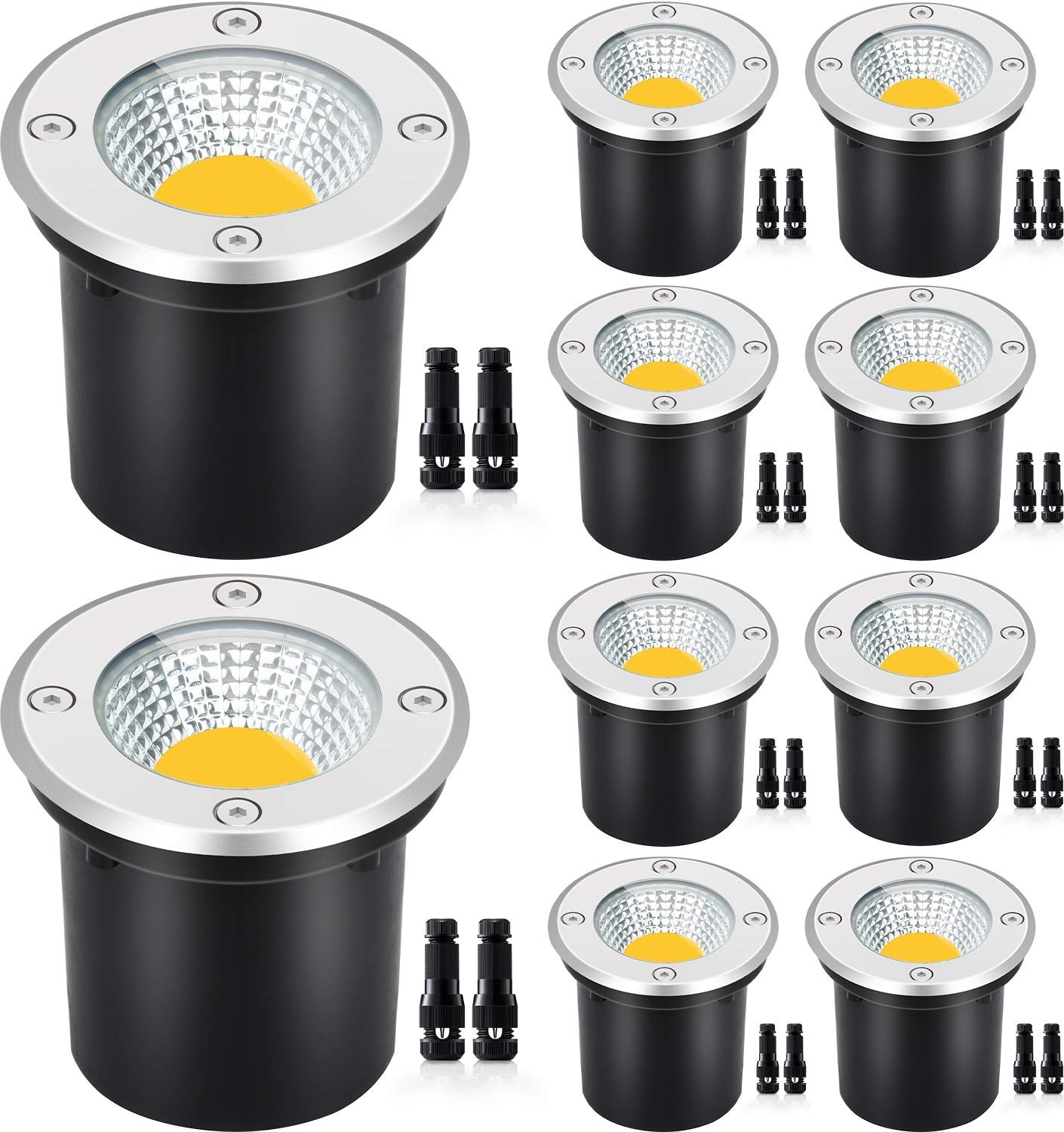 Vrbgify  Low Voltage Landscape Well Lights 12W LED IP67 Waterproof Outdoor In Ground Garden Lighting Warm White for Pathway Driveway Deck Yard 10