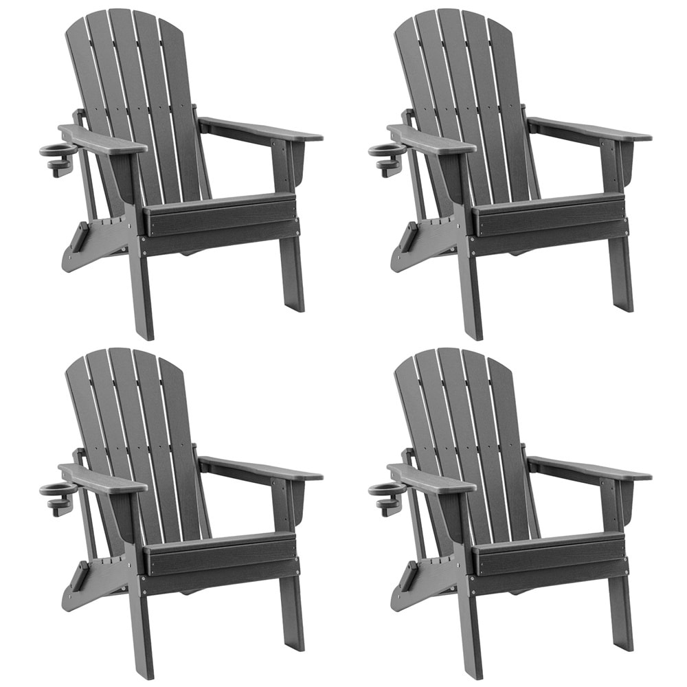 Upland YYFAC-GY4 Adirondack Chair Set of 4 Gray HDPE Frame Swivel Adirondack Chair with Solid Seat