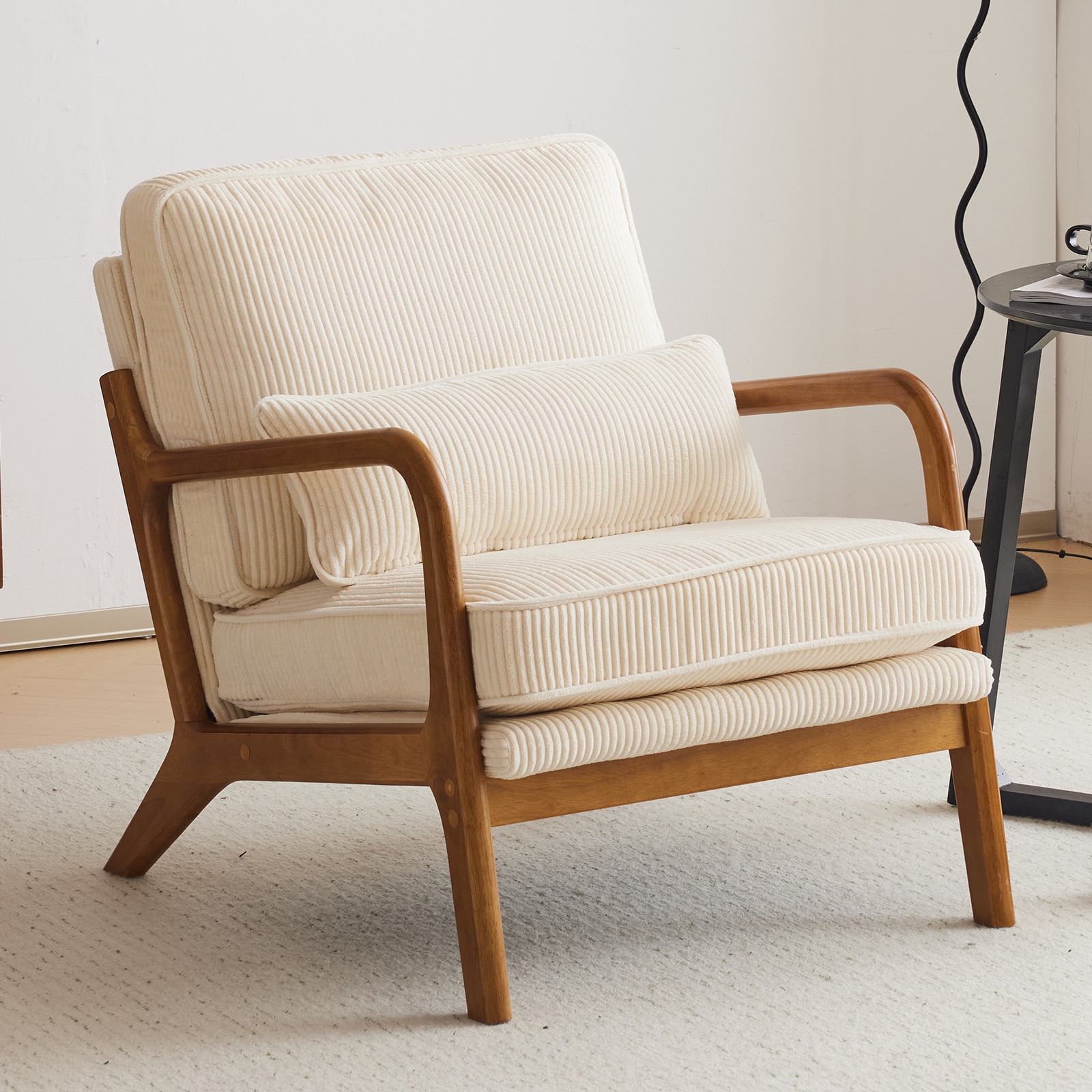 Outopee LO1G98000157 Casual Beige Corduroy Accent Chair