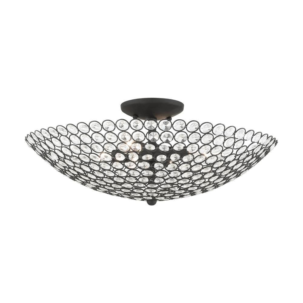 Cassandra Crystal Bowl 4-Light Black Semi-Flush Mount
