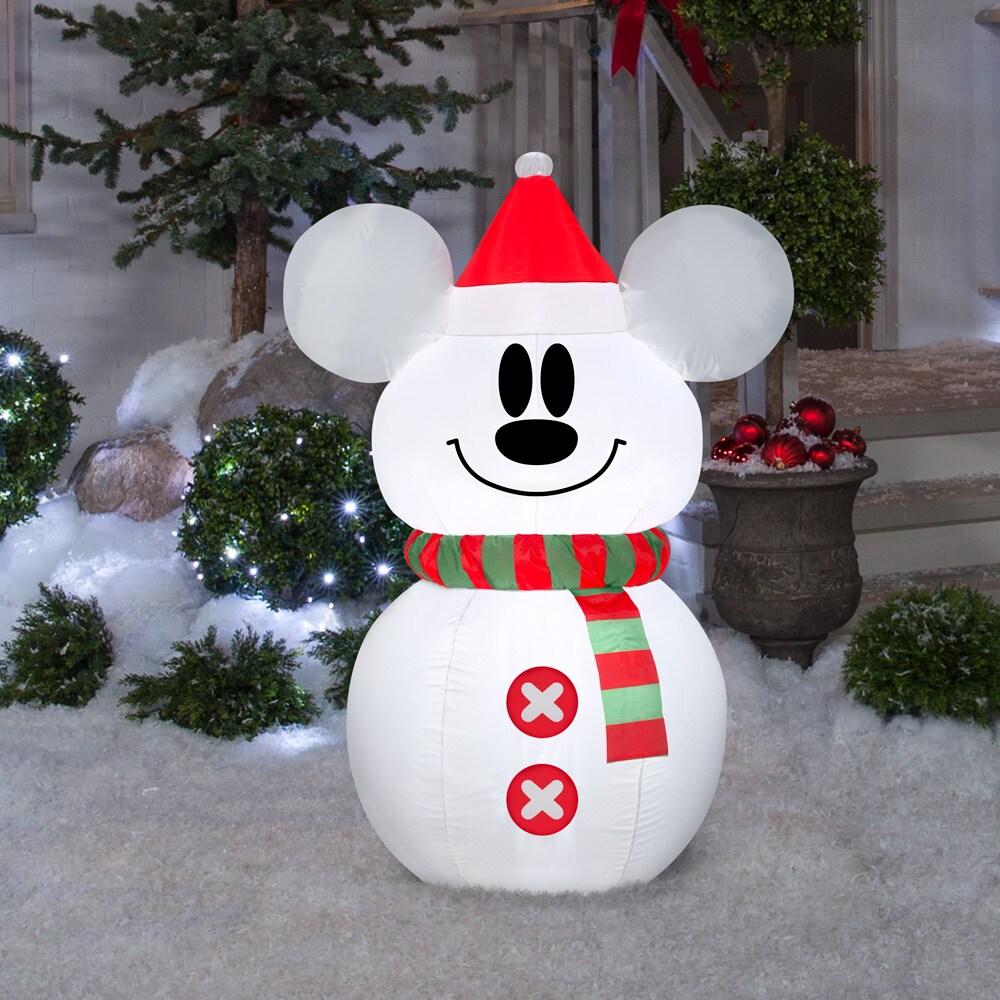 Disney 3 51 Ft Lighted Mickey Mouse Snowman Christmas Inflatable In The Christmas Inflatables Department At Lowes Com