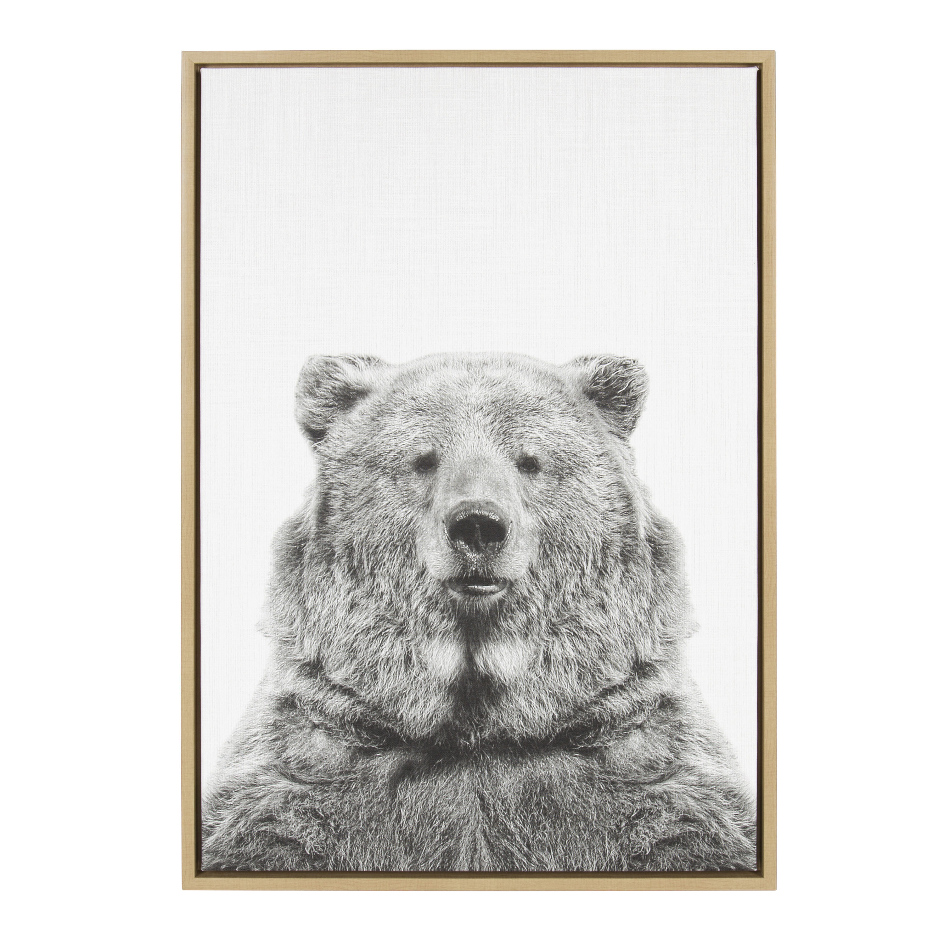 Kate and Laurel Bear European Tai Prints Light Brown Framed 33-in H x 23-in  W Animals Print on Canvas in the Wall Art department at