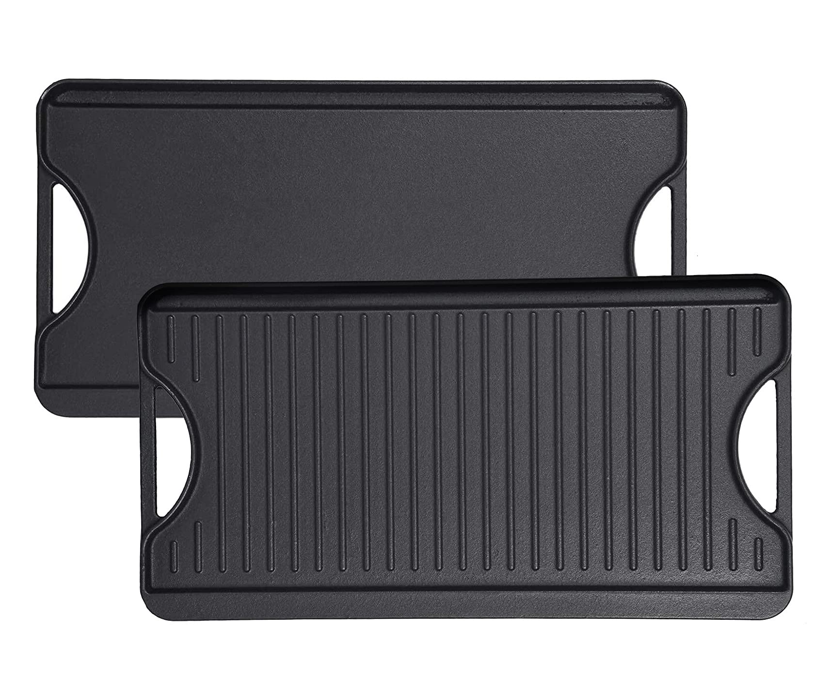 Aoibox  20 in x 10 5 in Double Sided Reversible Heavy Weight Cast Iron Grill Griddle with Side Handles in Black
