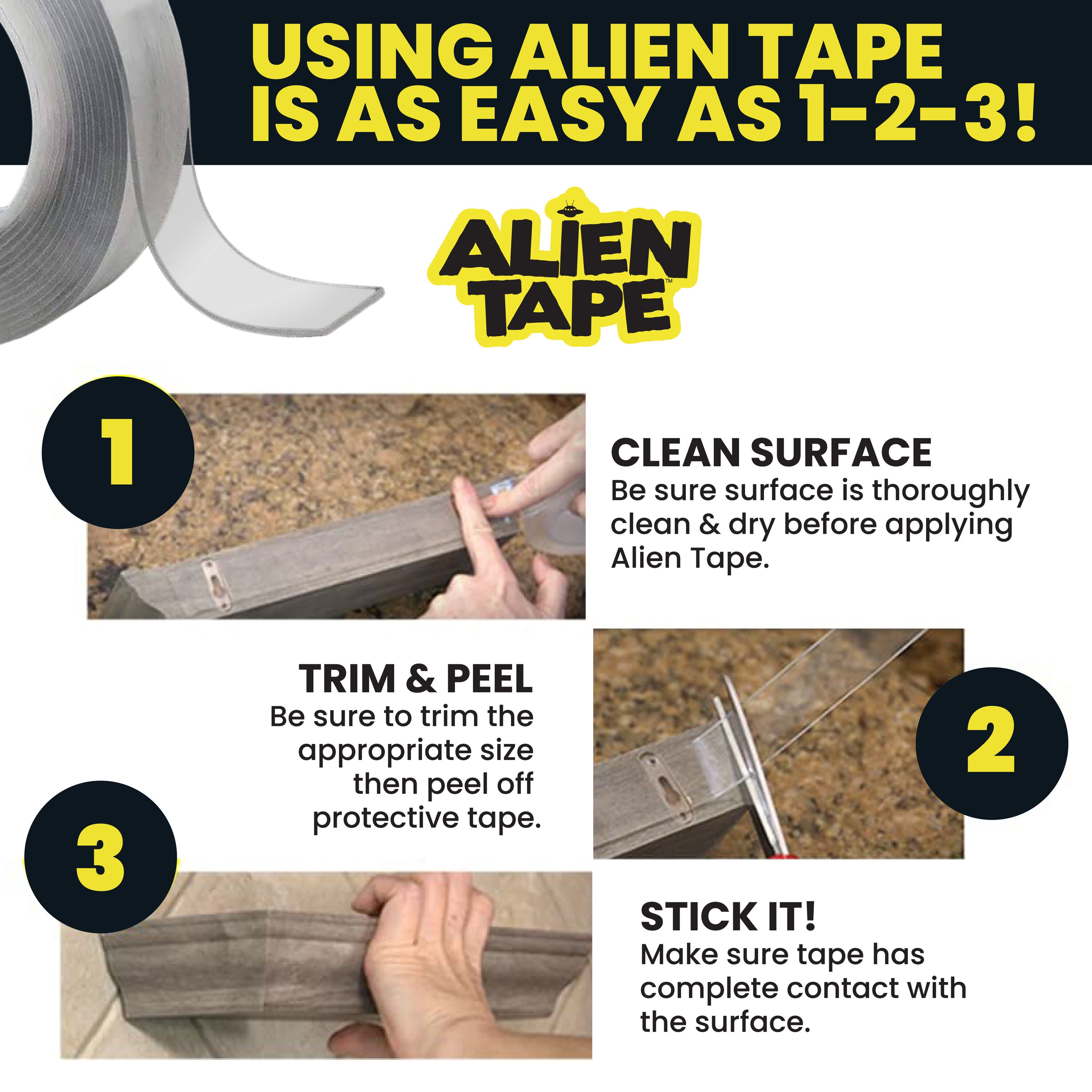 Alien Tape Double Sided Multipurpose Removeable Adhesive Transparent Grip  MountingTape 7087, Color: Clear - JCPenney