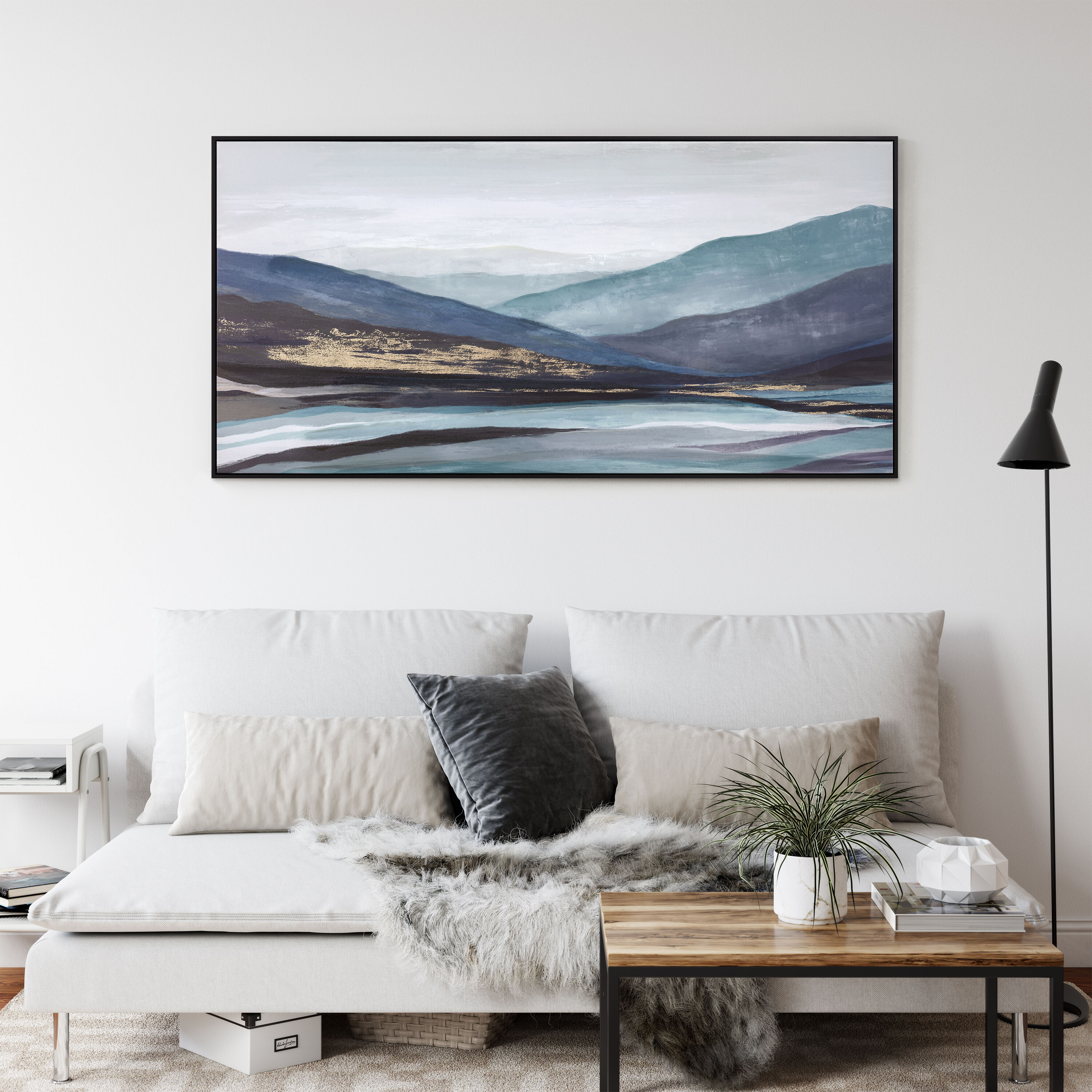 Tyler & Finn 48x24 Panoramic Landscape Hand Embellished Framed Wall ...