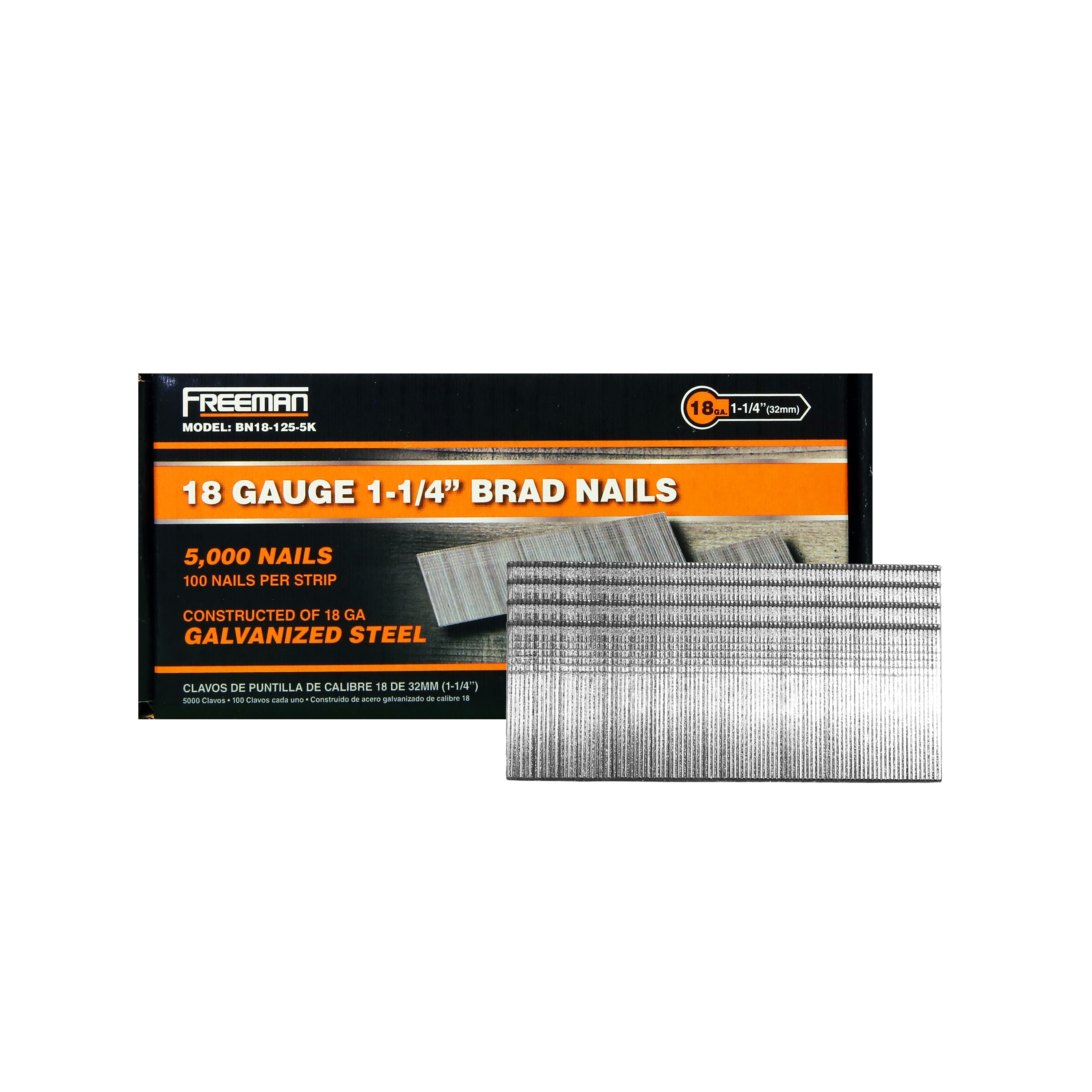 FREEMAN BN18-125-5K 1-1/4-in 18 -Gauge Galvanized Collated Brad nails 5000 -Per Box