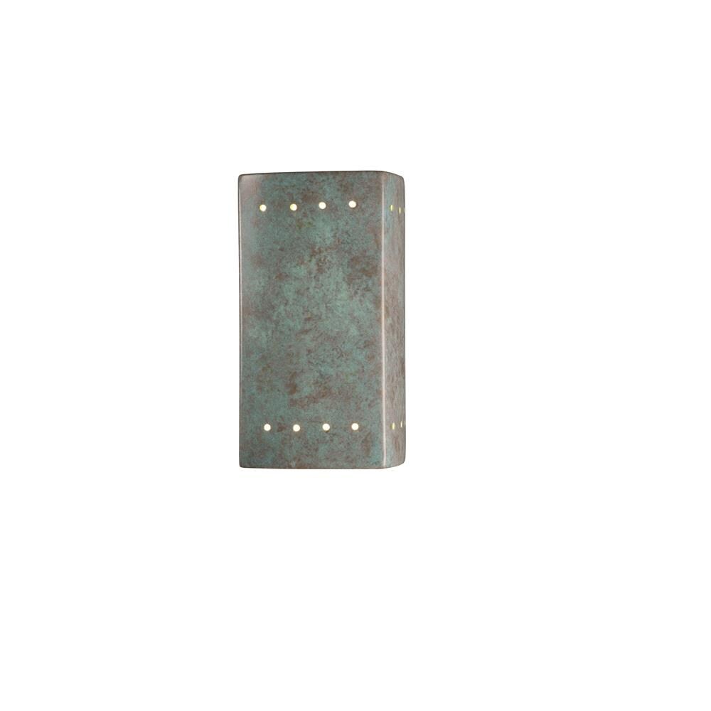 Justice Design Group CER-0920W-PATV Ambiance 1 -Light 9.5-in H Green Hardwired Outdoor Wall Light