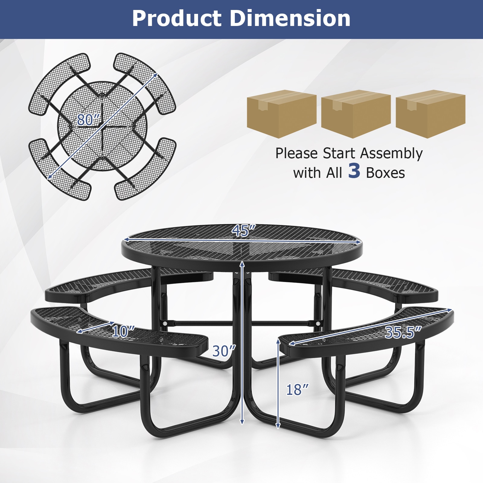 LIVIZA TDJ11795BK-X Picnic-Tables - View #2