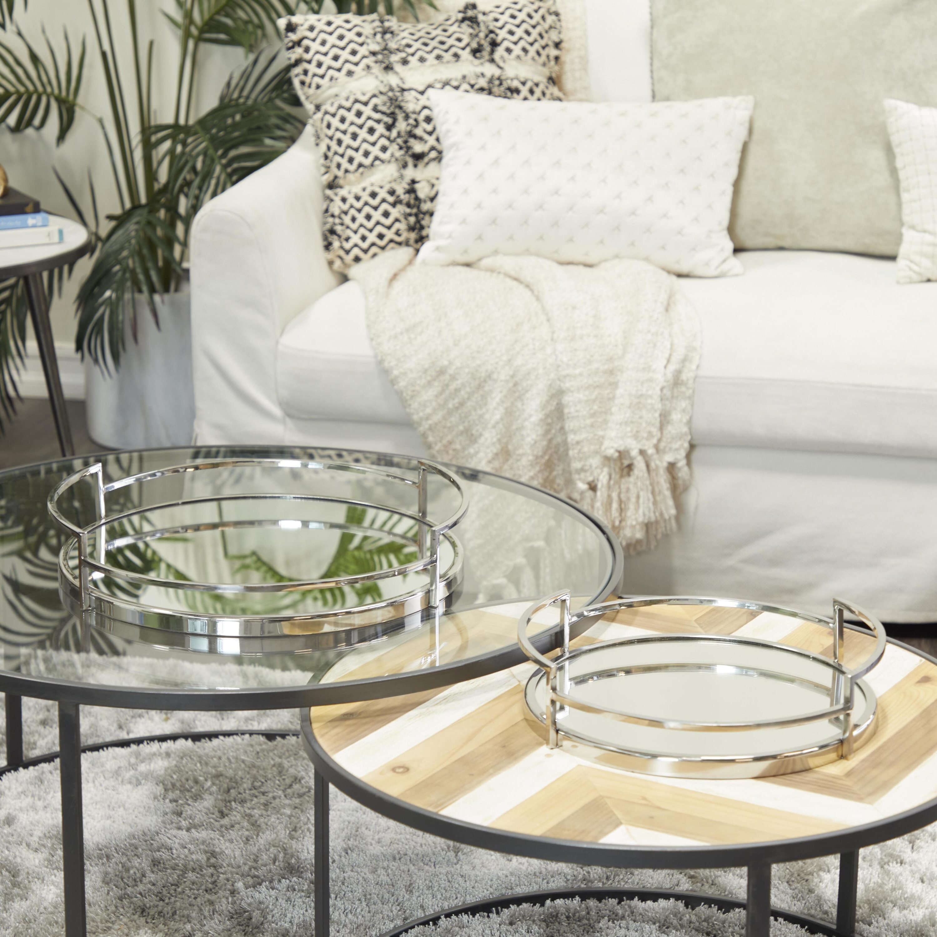 The Novogratz 59235 2 -Pack Silver Stainless steel Modern Decorative tray