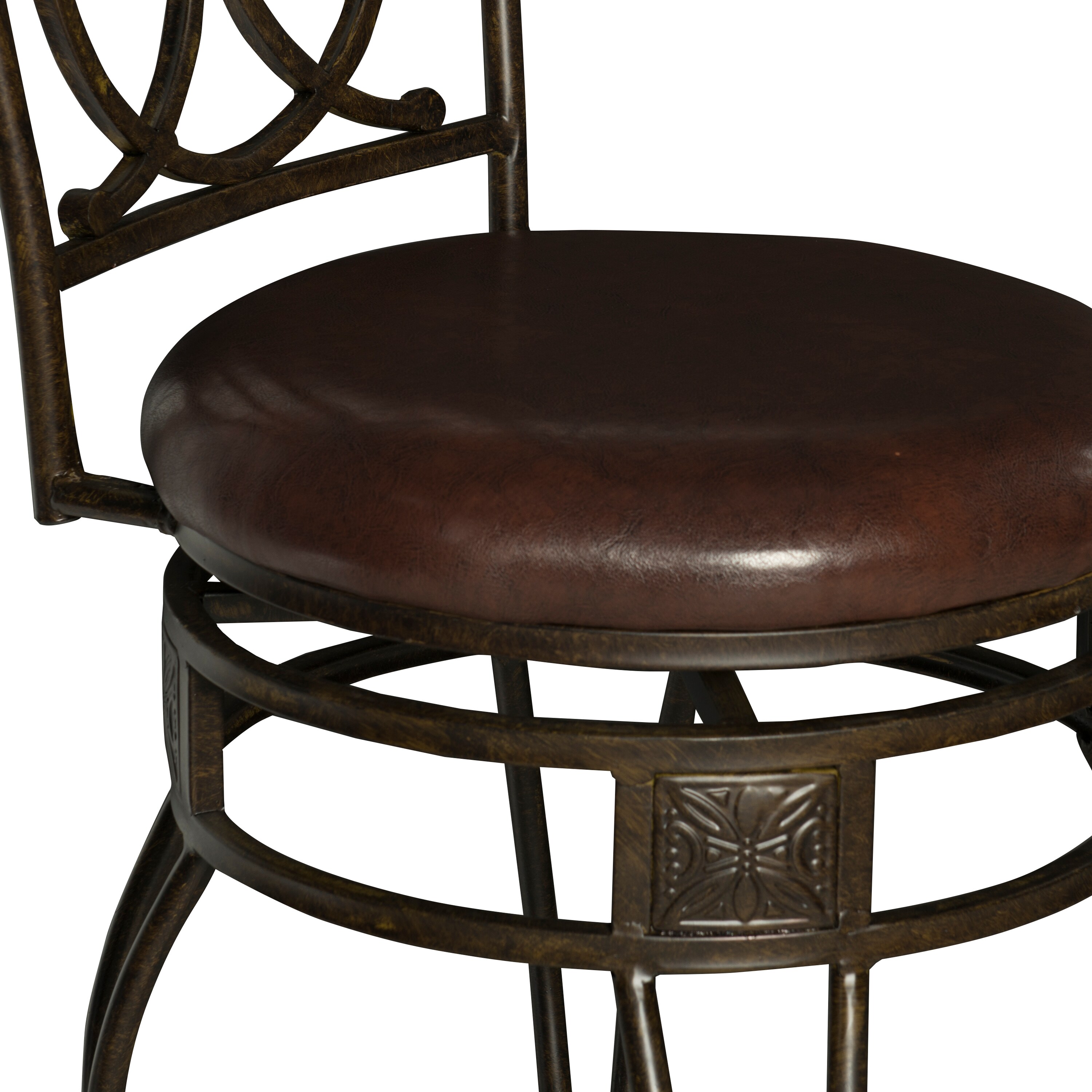 Matte Bronze 30" Swivel Bar Stool with Brown Faux Leather