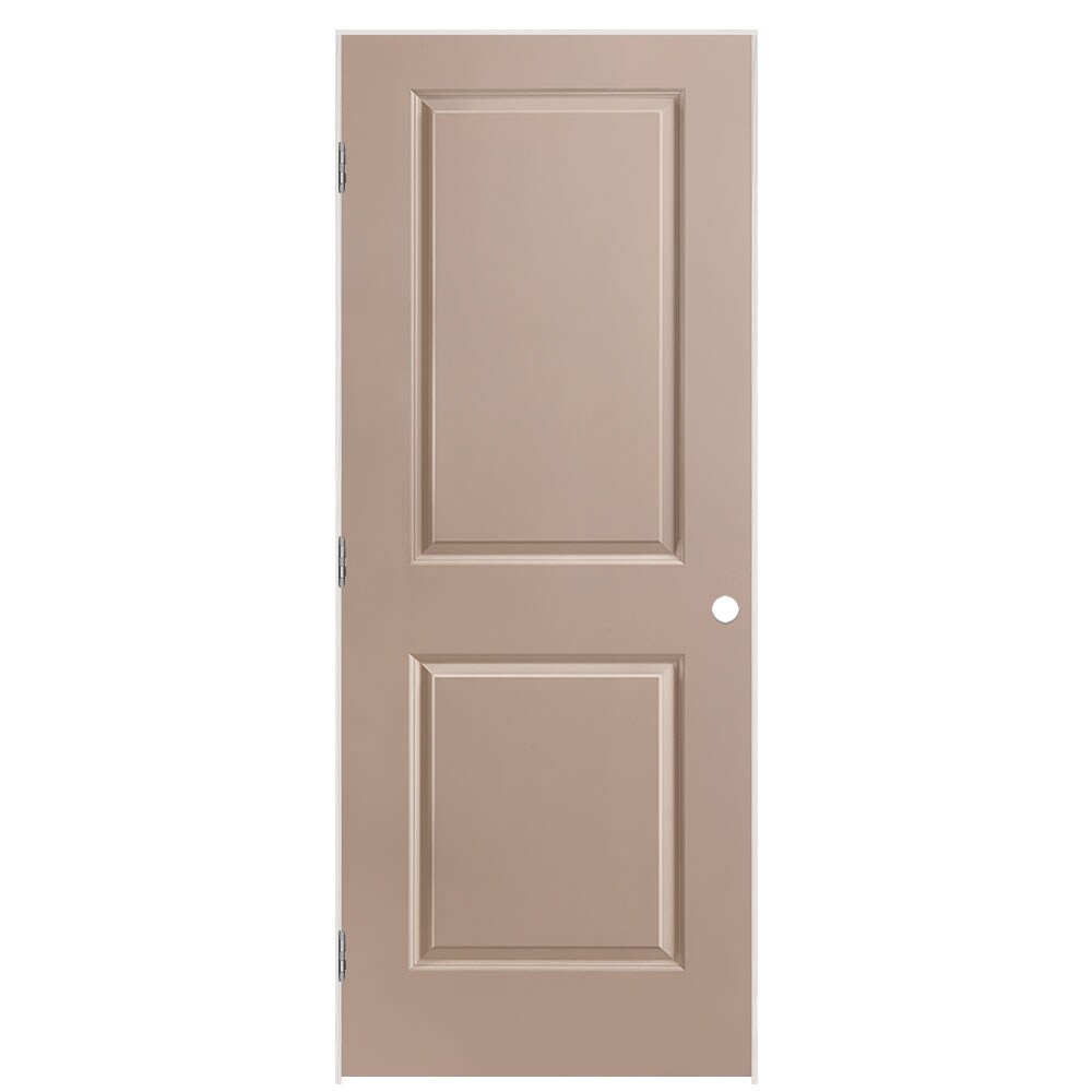 Masonite 1316084 32-in x 80-in Sandpiper Solid core 2-panel square Right hand Smooth Prefinished Molded composite Flat Jamb Single Prehung Interior Door