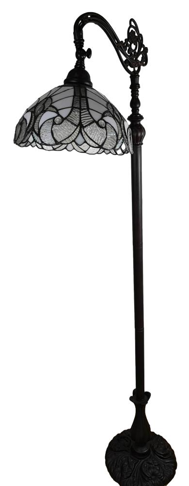 Elegant Arc White Stained Glass 62" Tiffany-Style Adjustable Floor Lamp