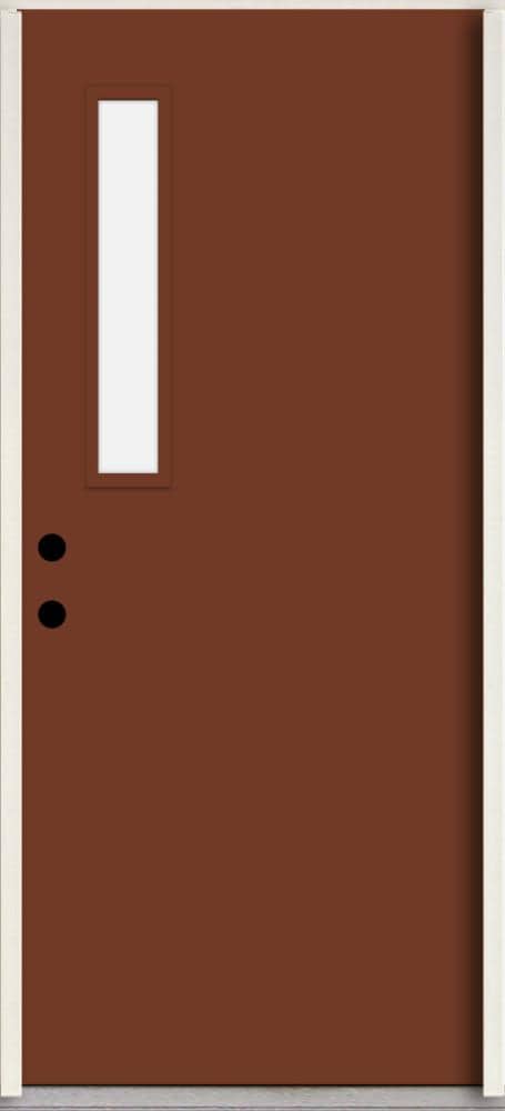 RELIABILT LO1063275 Spotlights 32-in x 80-in x Fiberglass 1/4 lite Right-hand inswing Fox Tail Paint Painted Prehung Front Door Insulating core