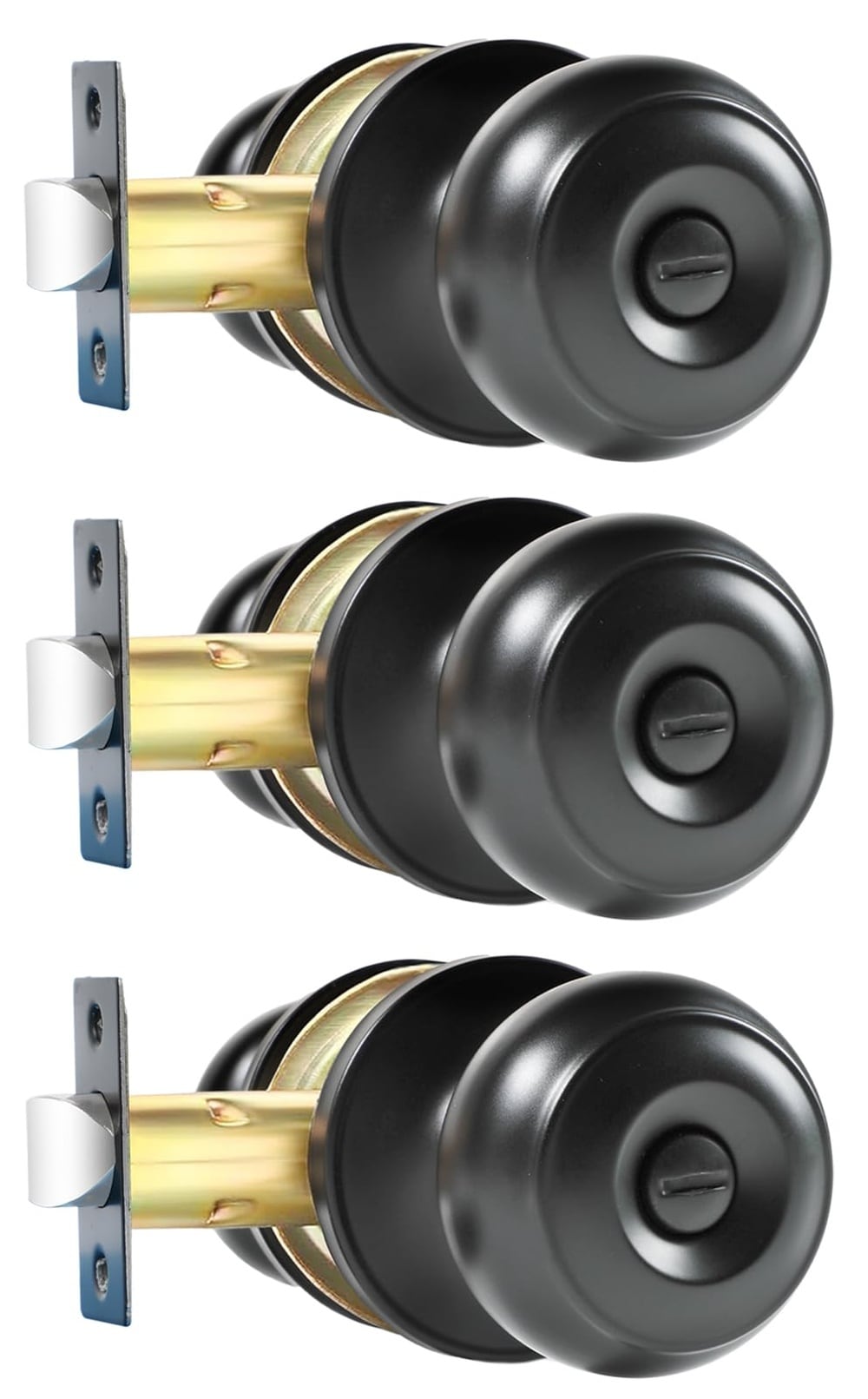 Aoibox  Matte Black Heavy Duty Privacy Door Knob Set Left and Right Hand Reversible 3 Pack Interior Bed and Bath