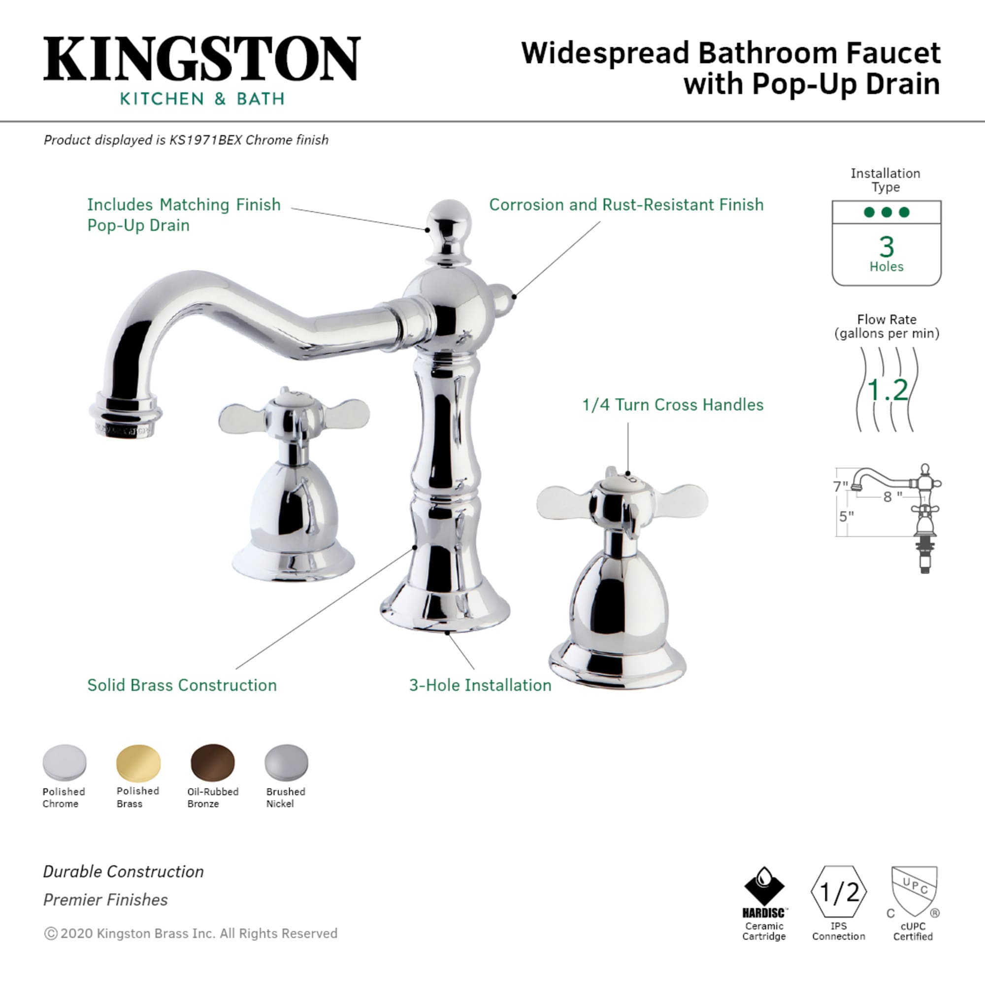 Kingston Brass WLKS1972BEX Lavatory-Faucets - View #3