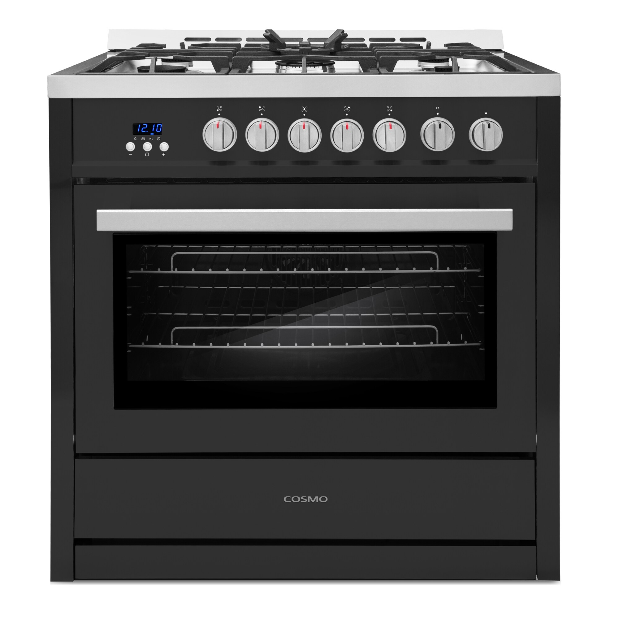 Cosmo 36-in 5 burners 3.8-cu ft Convection Oven Slide-In Natural Gas Range ( Black ) #COS-965AGC-BKS